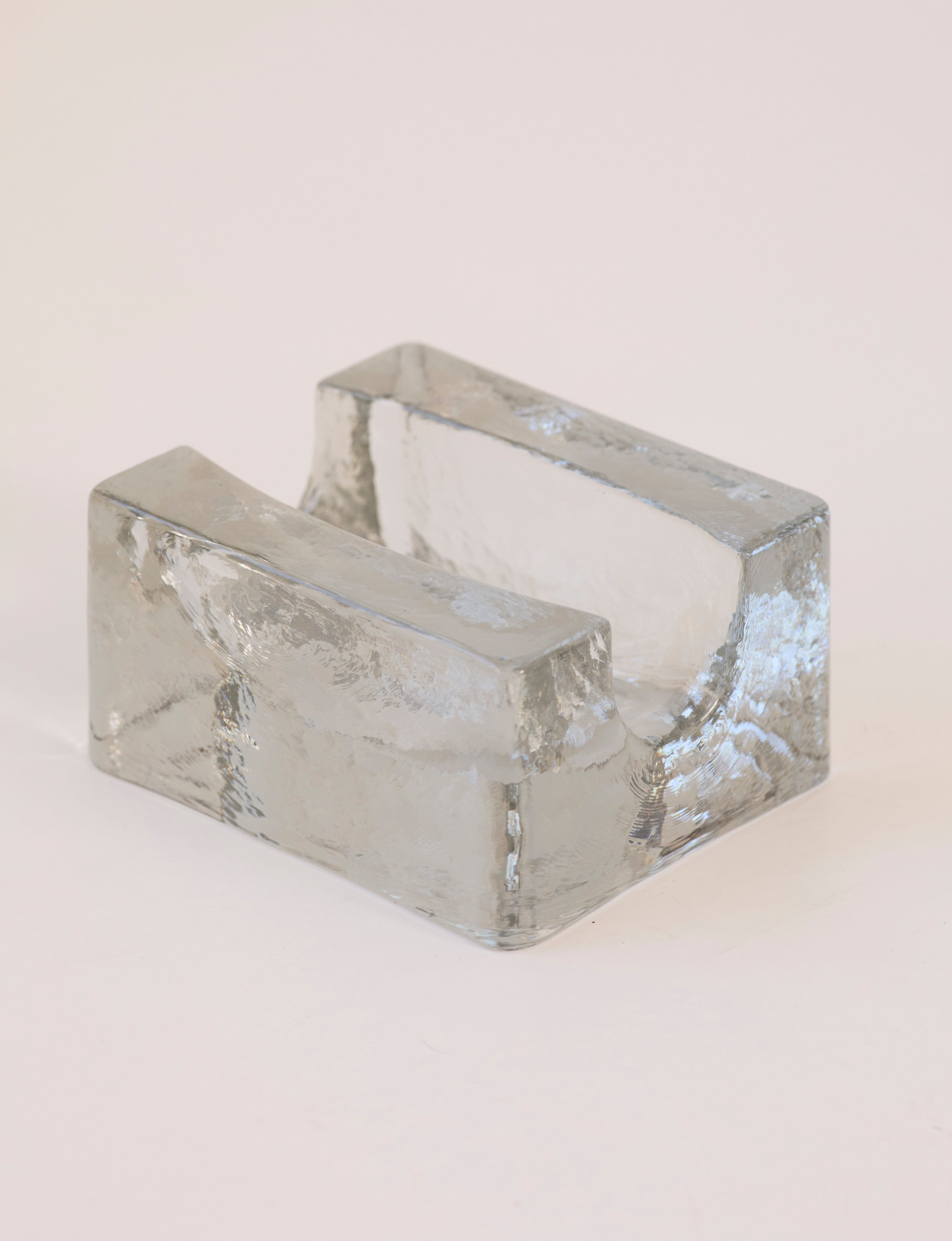Vintage Scandinavian Candle Holders in Glass and Clear Glass — close-up of clear glass texture