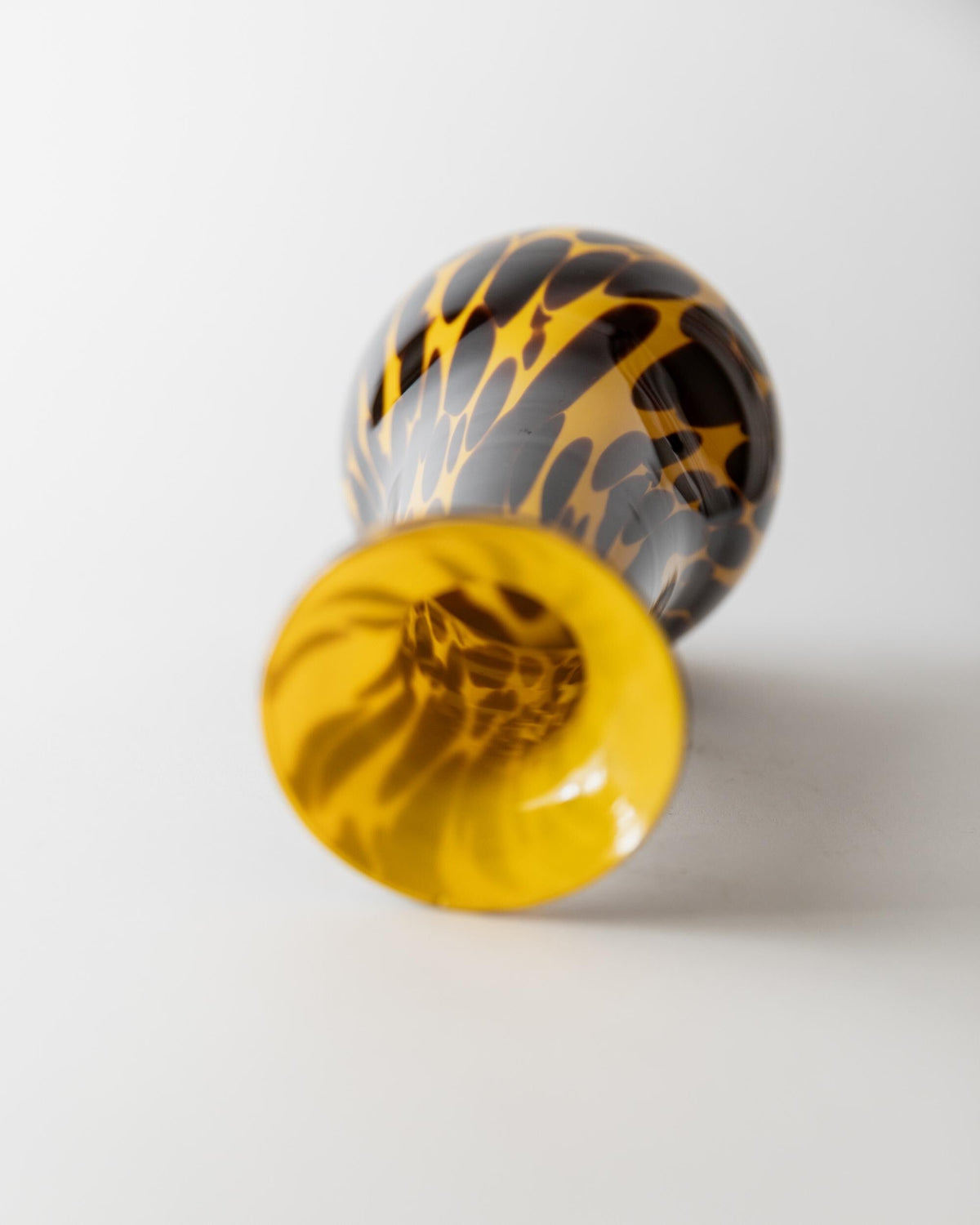 Vintage 1990s Murano Glass Vase, Yellow Art Glass with Black Dots, Postmodern Italian Design, Sculptural Flower Vase, Elegant Gift Idea — alternate view