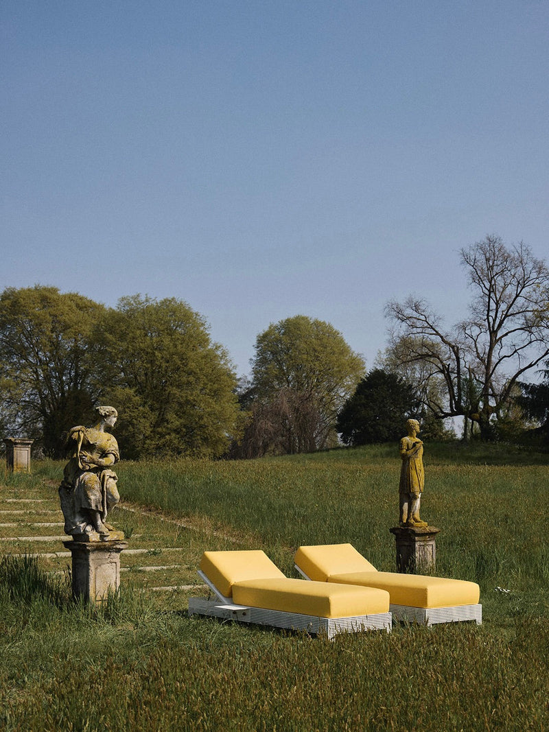 Conservatory' Sun Lounger by Lemon | The Oblist — yellow fabric, modern design