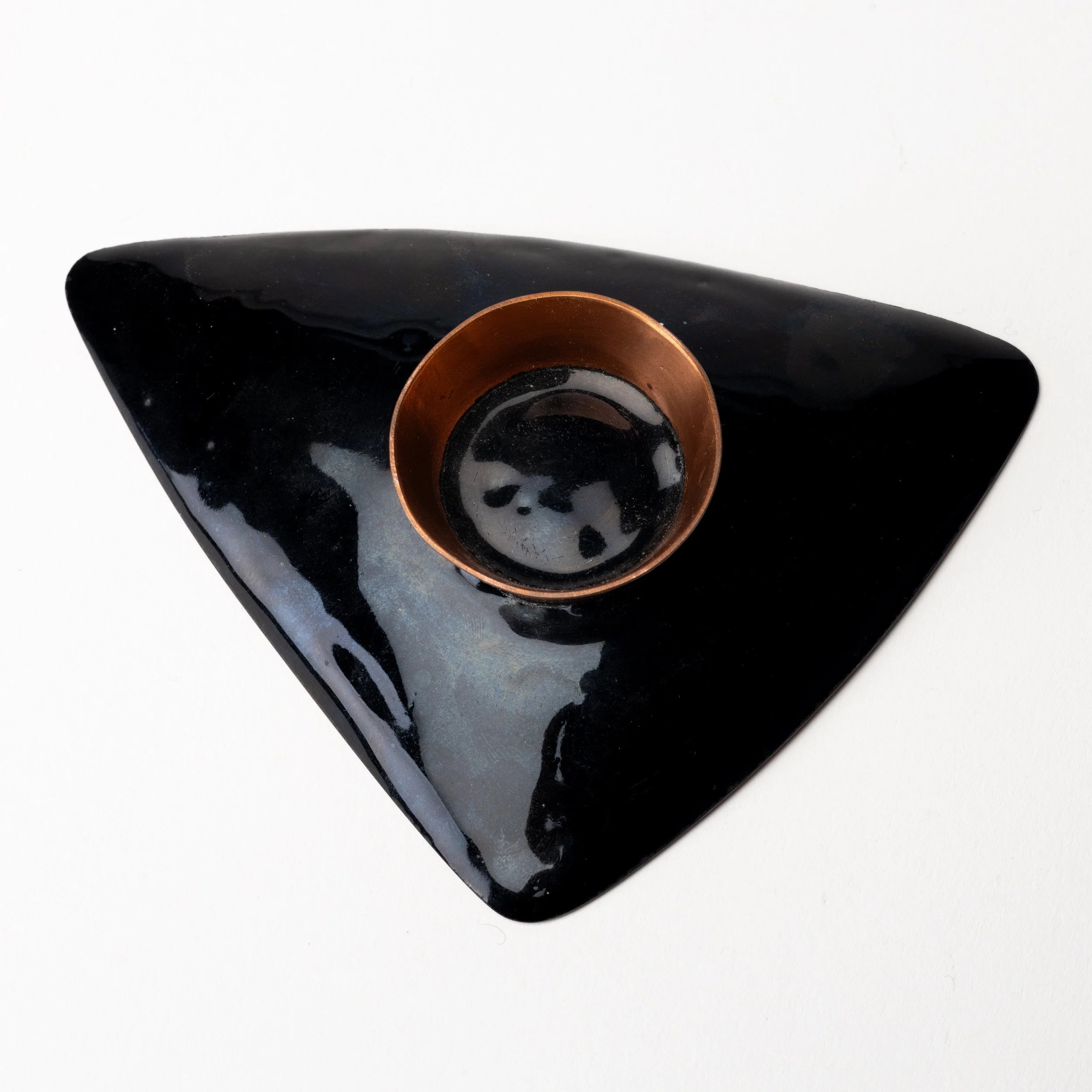 Pair of Coloured Enamelled Copper Dishes — alternate view