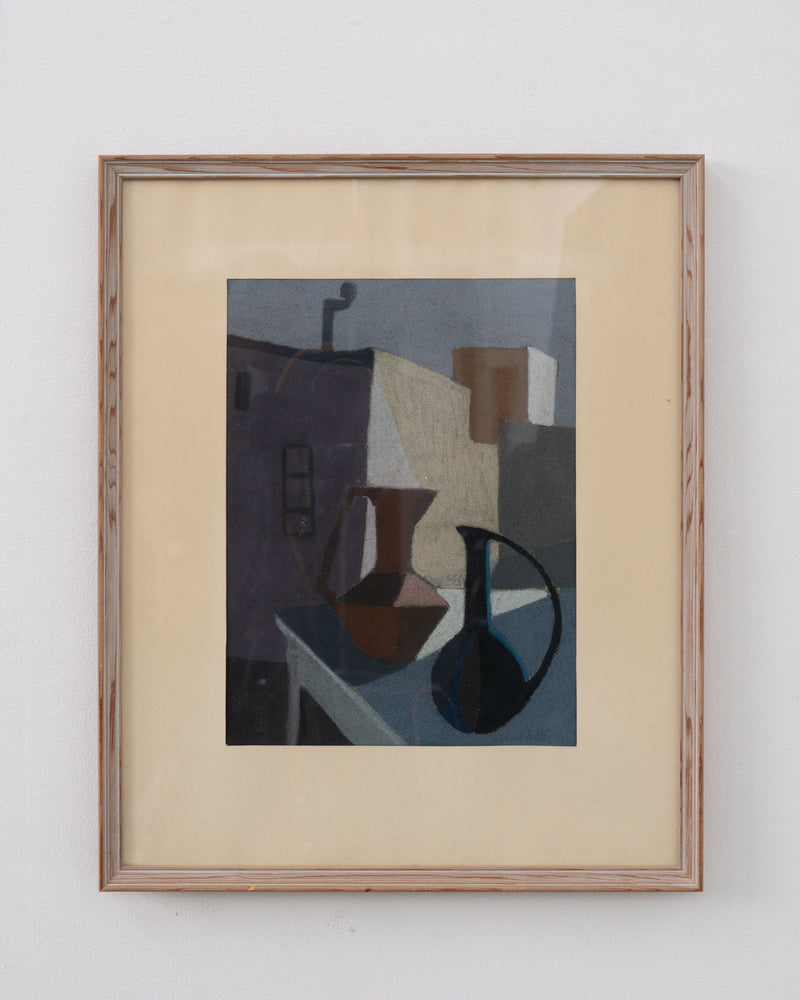 Cubist still life pastel by Carl Gunnar von Gegerfelt, 1926-2012
