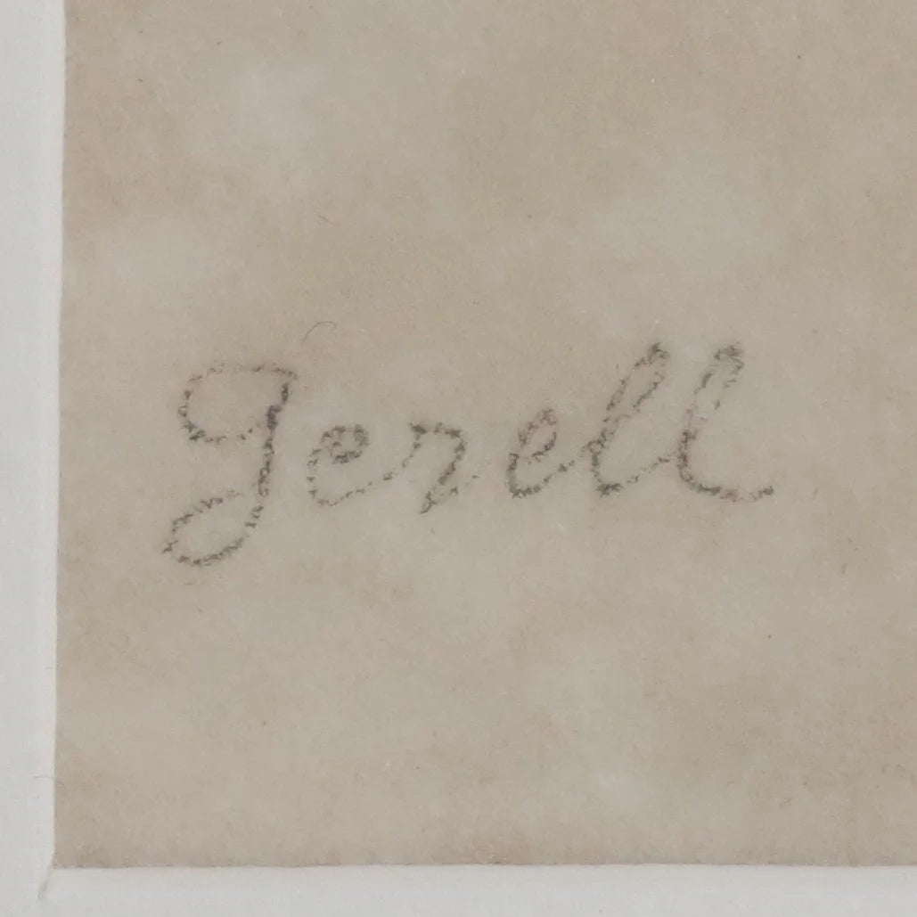 Framed drawing on rice paper, by Greta Gerell (1898-1982) — detail view