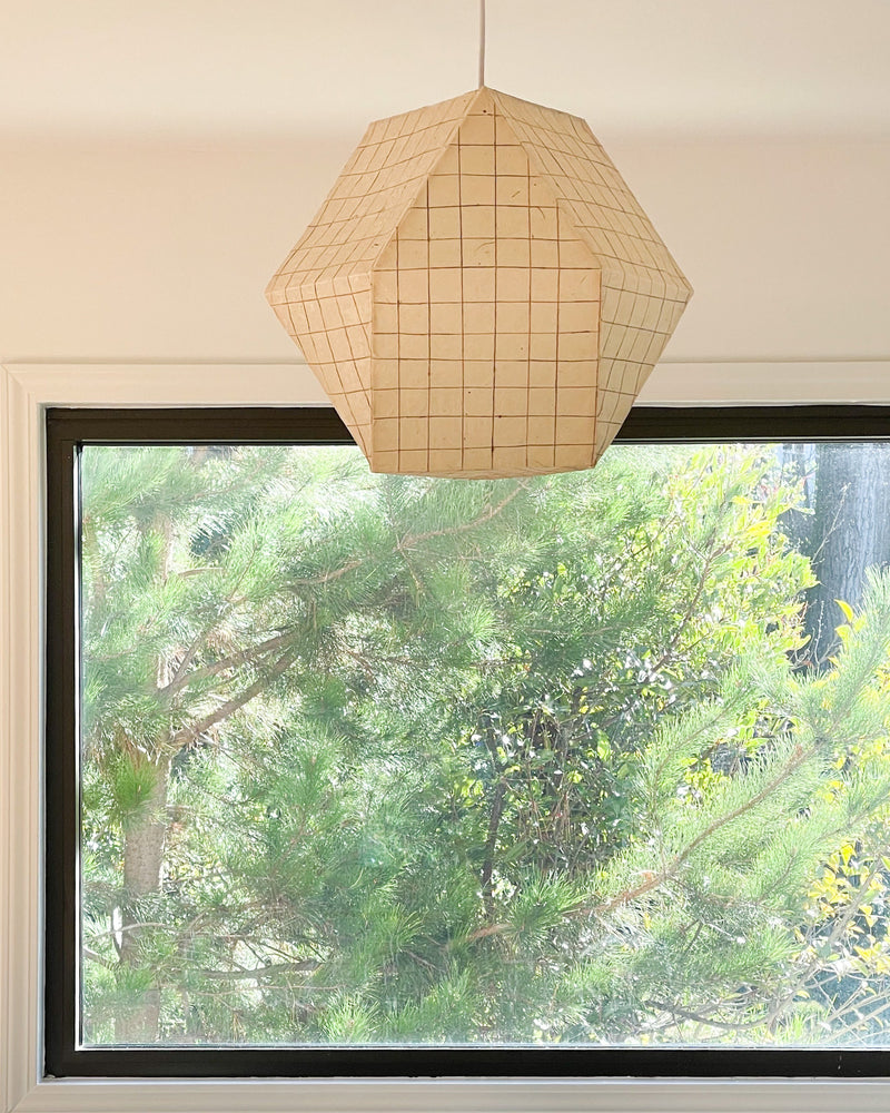 Handmade Pendant Light — close-up of geometric paper design