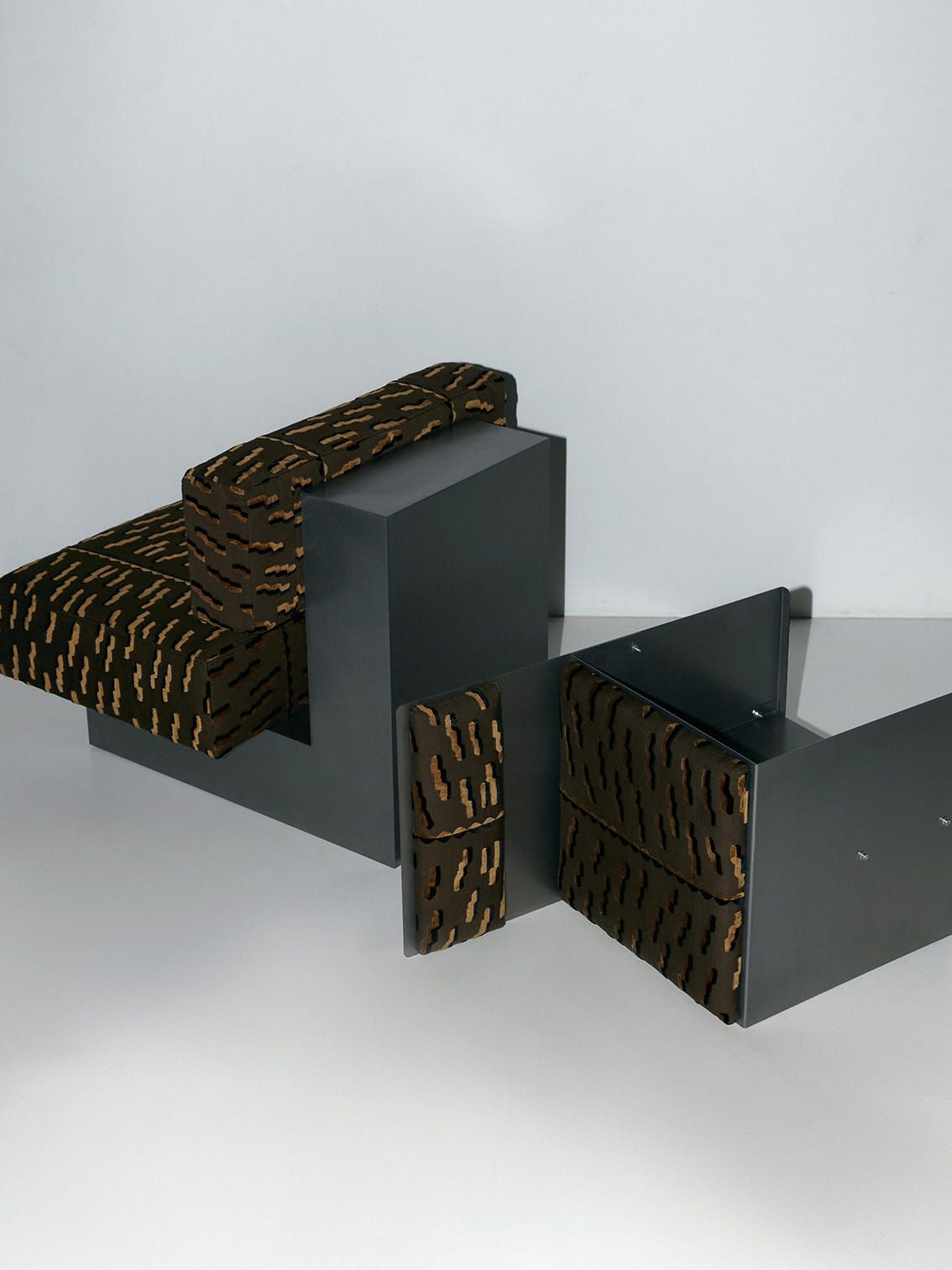 Armchair Object087 — angled view showing patterned upholstery and modern design