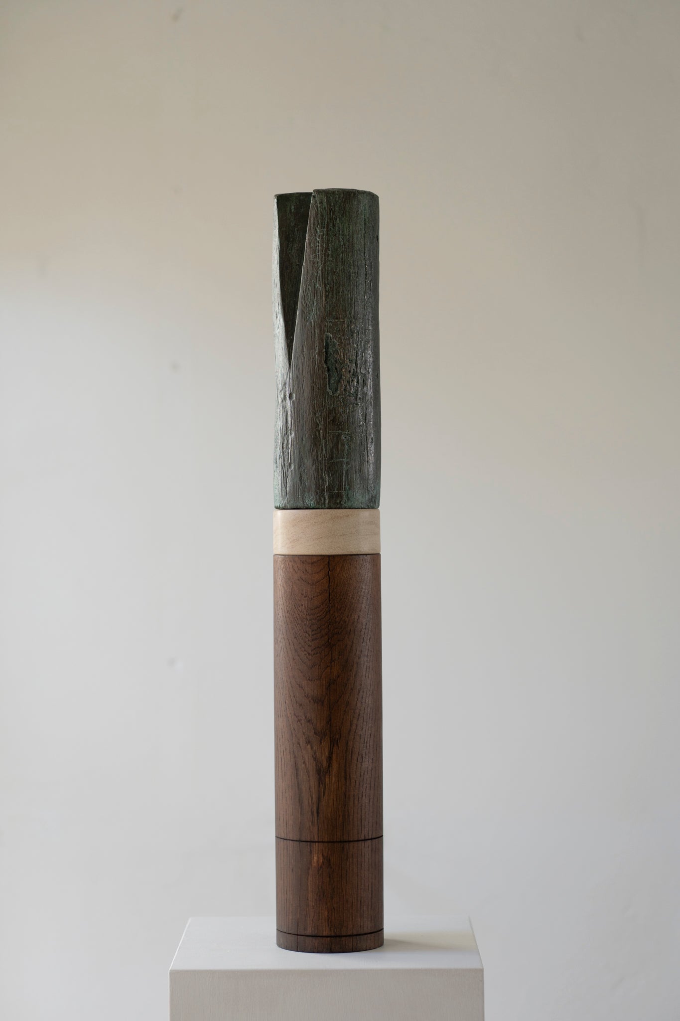 Cylinder V | Bronze, Stone & Oak Sculpture
