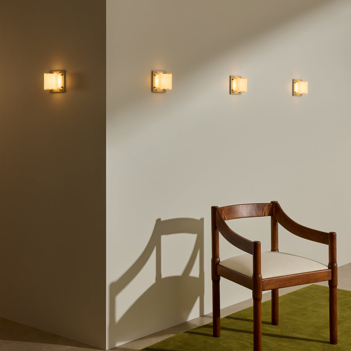 Field Square Mini Sconce, Graphite / Moire — side angle