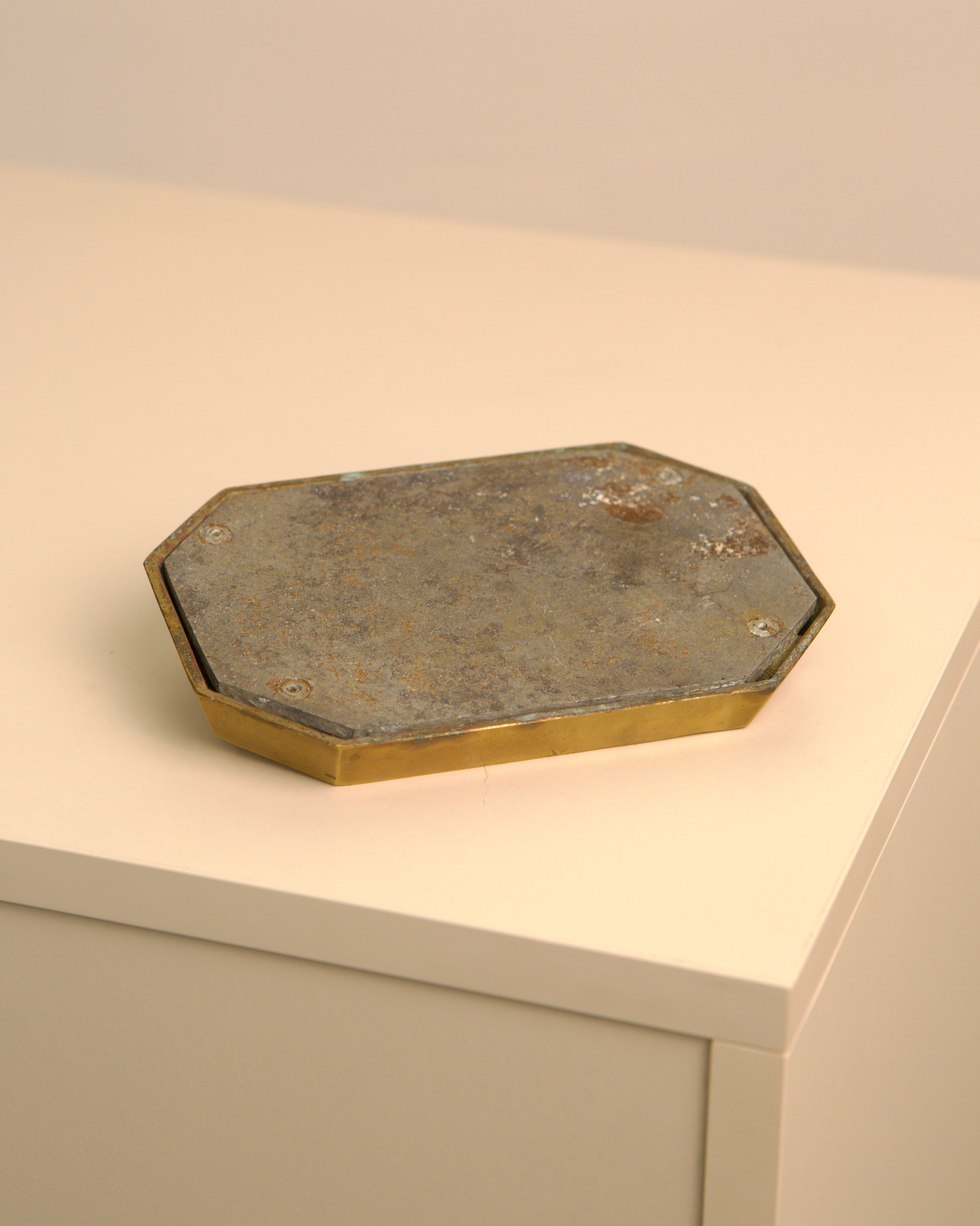 Brass vide-poche with aged patina by David Marshall 1970s