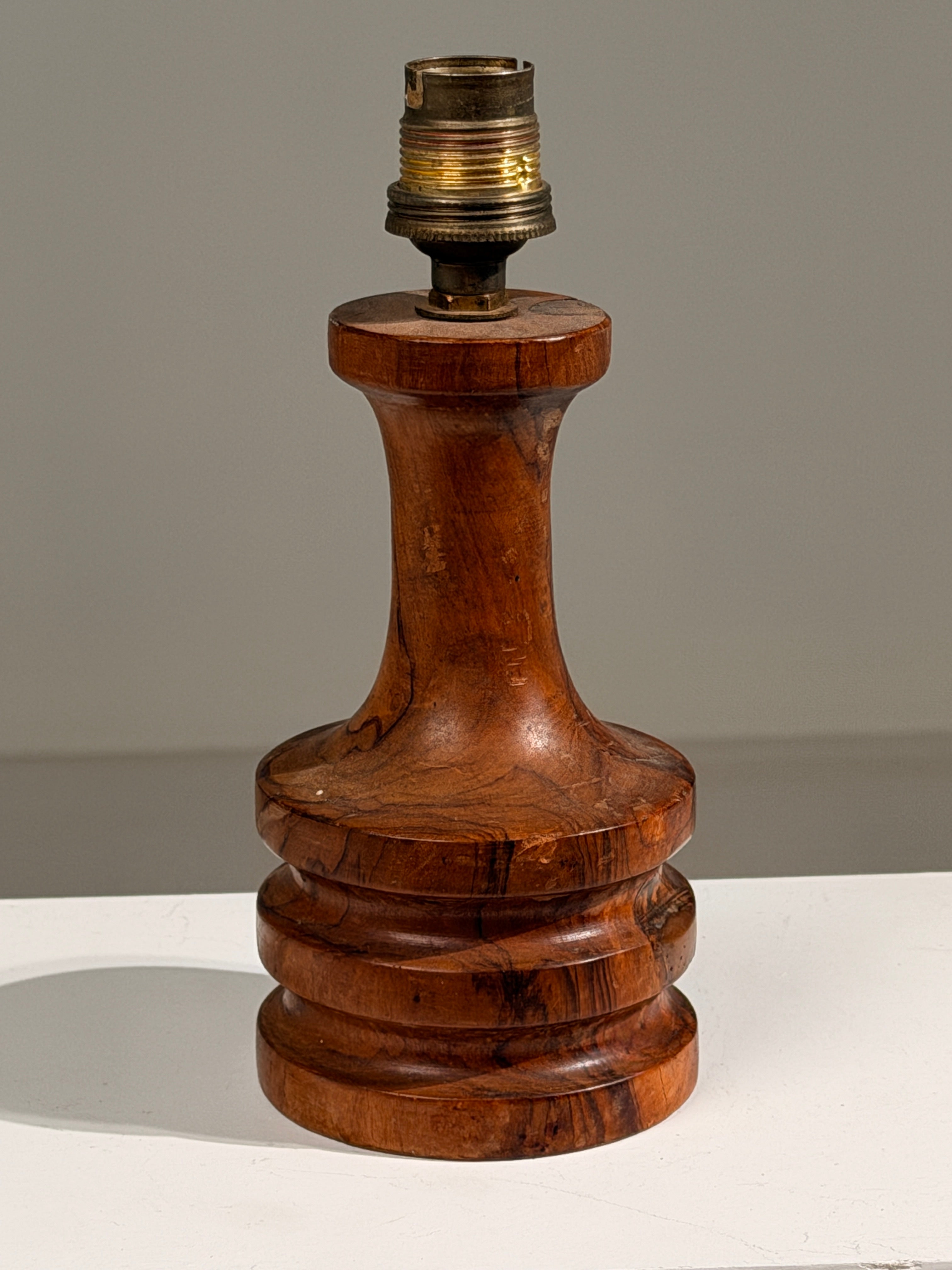 Art Deco carved wood table lamp, France, circa 1930 — detail view
