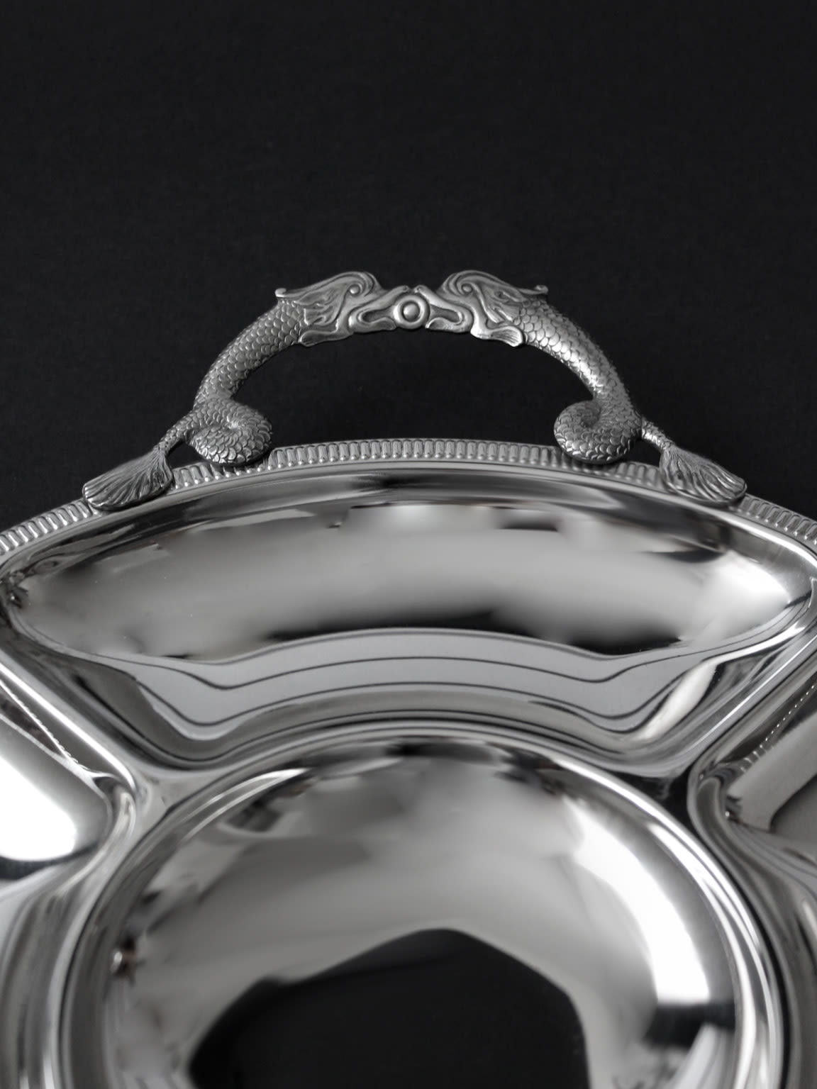 Plateau de service miroir Couzon Orfèvre, années 1970