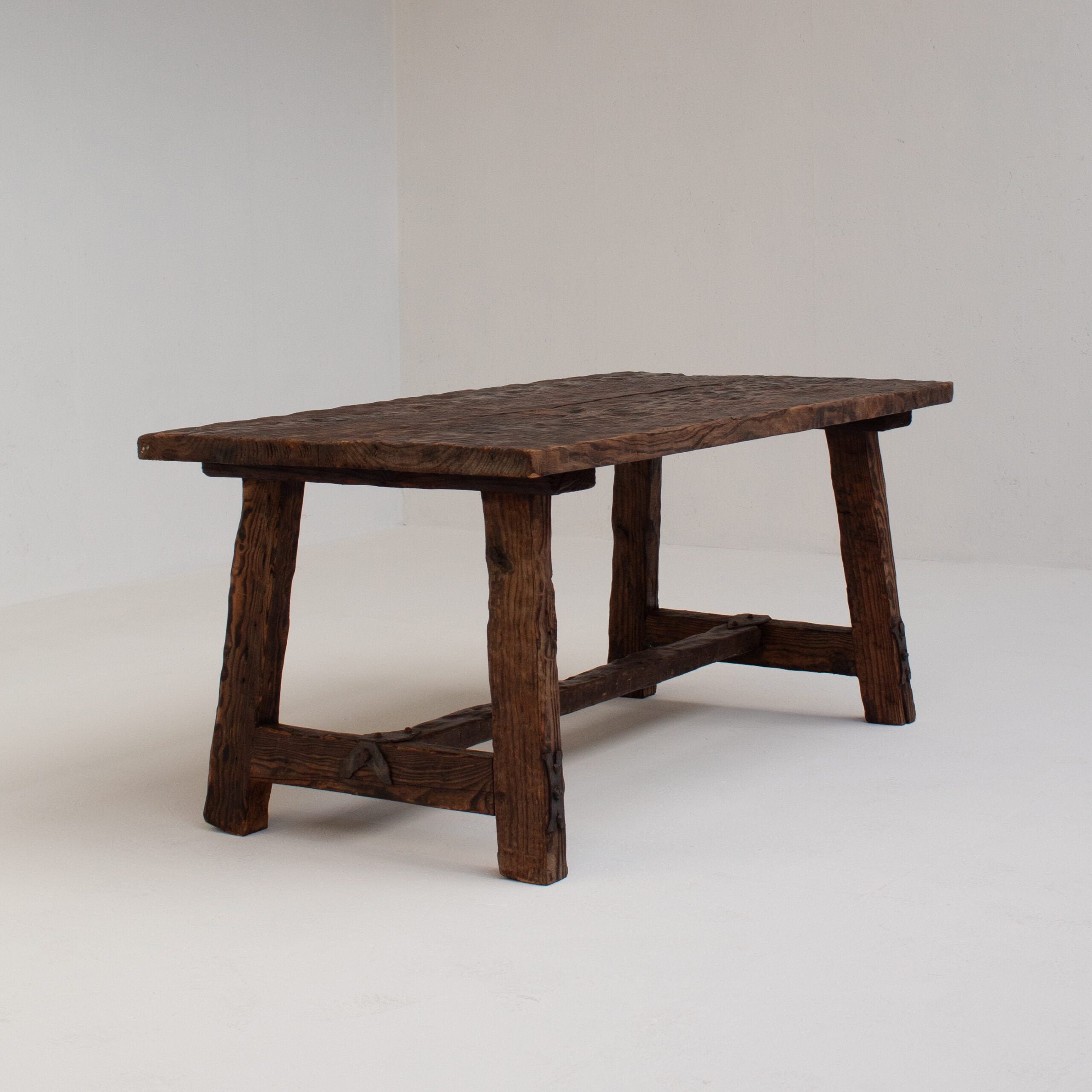 Brutalist Solid Wood Coffee Table — angled view on neutral backdrop
