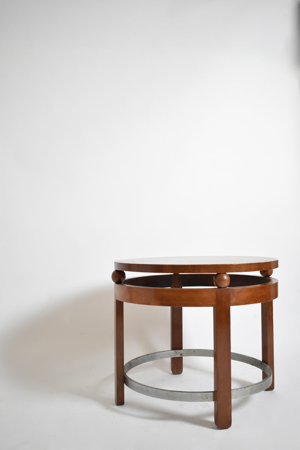 Modernist Round Wooden Pedestal Table, 1930s — lifestyle setting