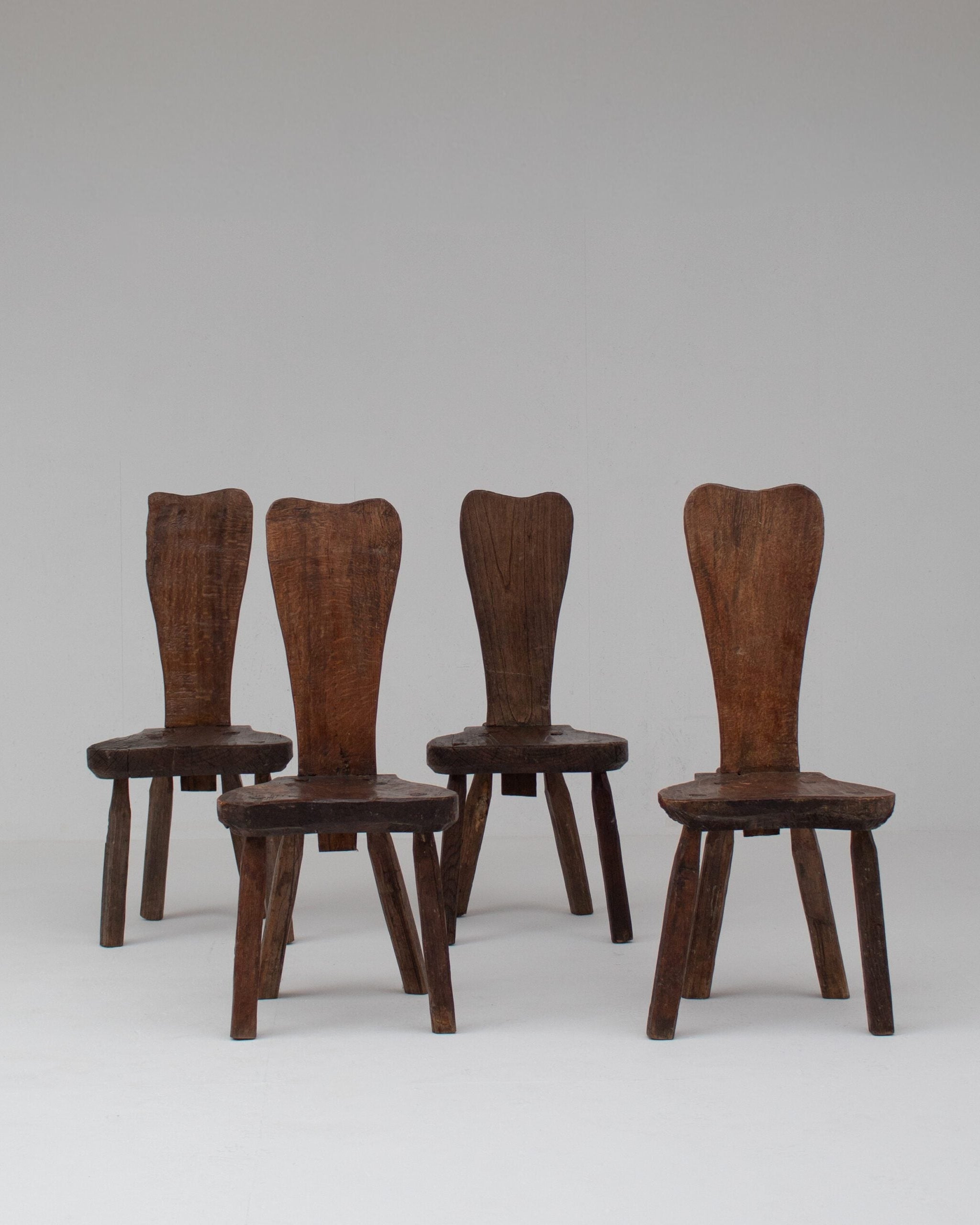 Brutalist Oak Stools with Backrests by Malata Antwerp | The Oblist