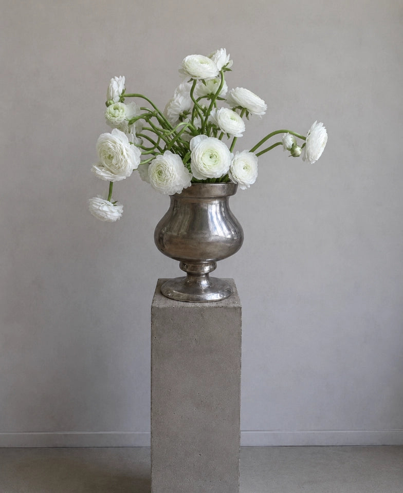 1990s Dutch Vintage Heavy Cast Aluminum Vase — detail view