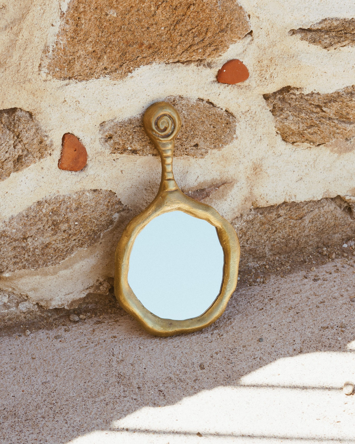 Solid Brass Hand Mirror — detail view