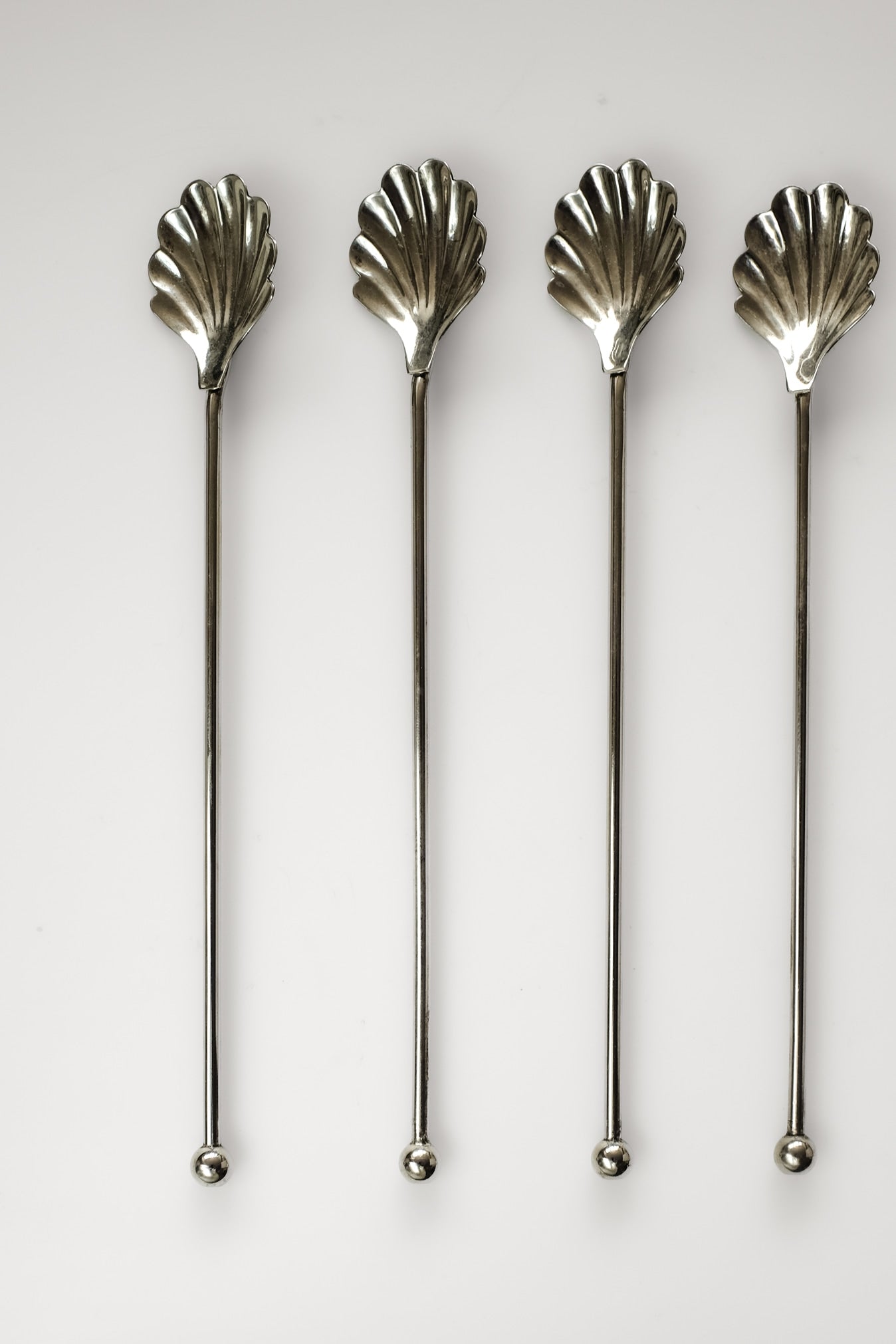 Silver-Plated Shell Cocktail Spoons — side angle