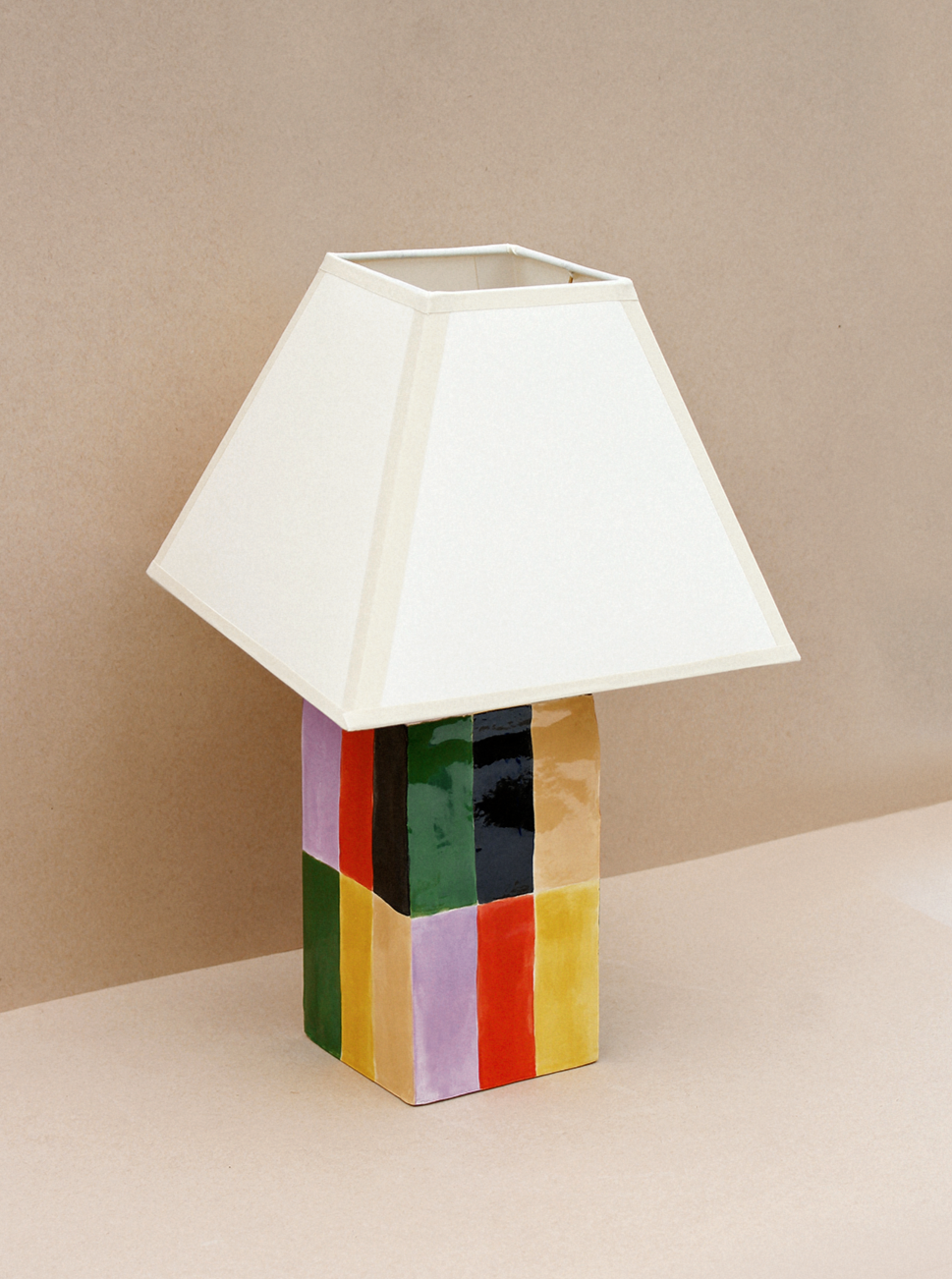 Milagro Lamp (Grande) — close-up of colorful ceramic base