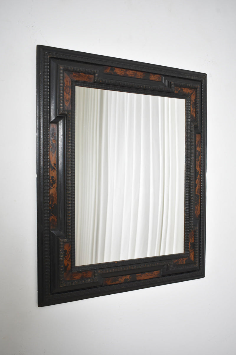 Carved ebonised wood mirror & trompe l'oeil tortoiseshell, XIXth c. by Barracuda Interiors | The Oblist