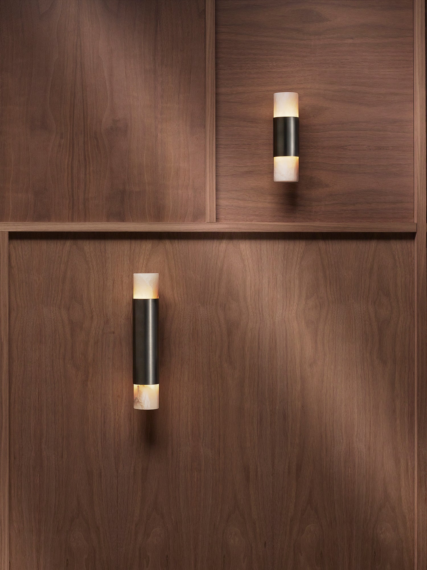 ROMA Wall — mounted on walnut panel in modern interior