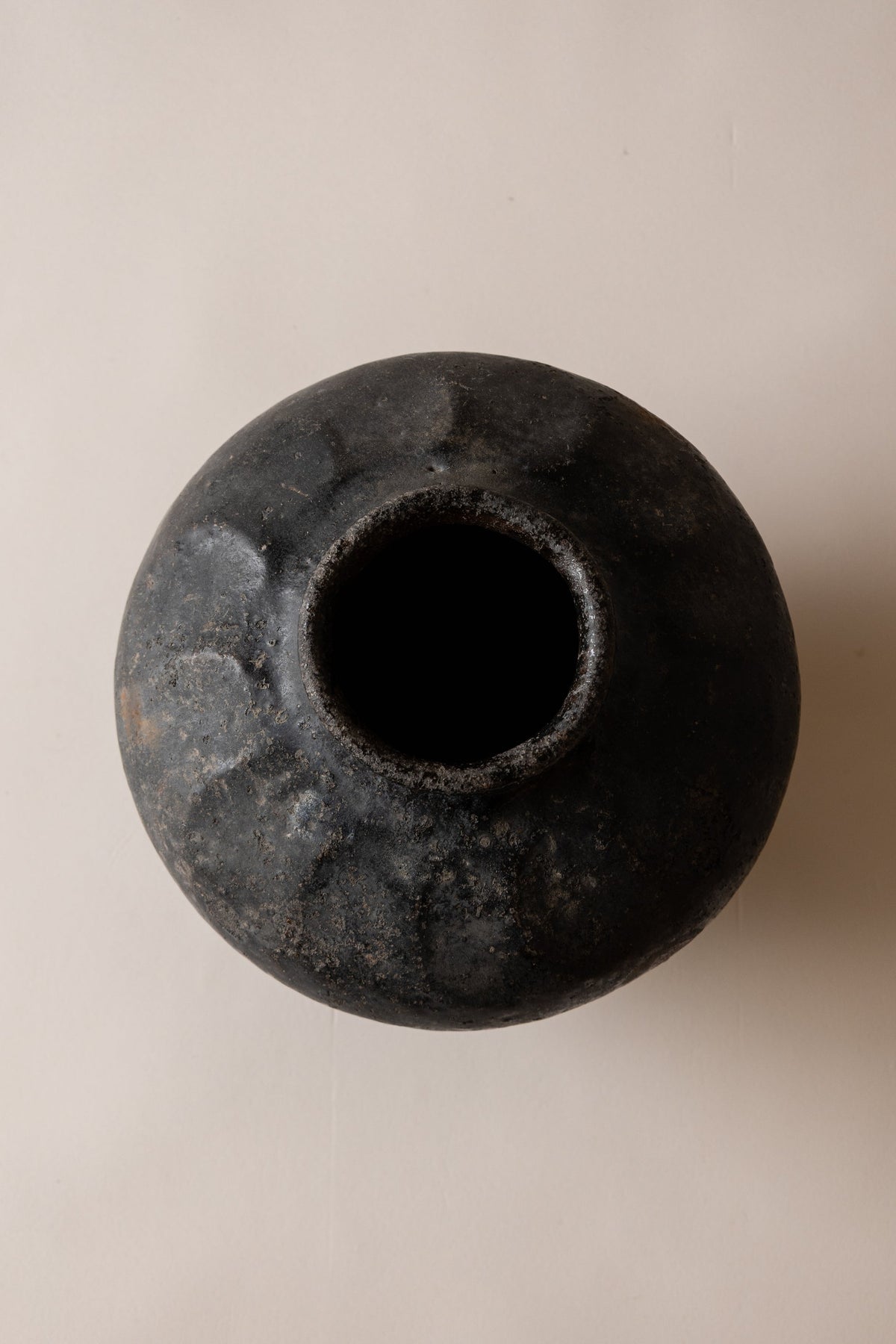 19th-Century Chinese Hand-Built Clay Vessel — side angle