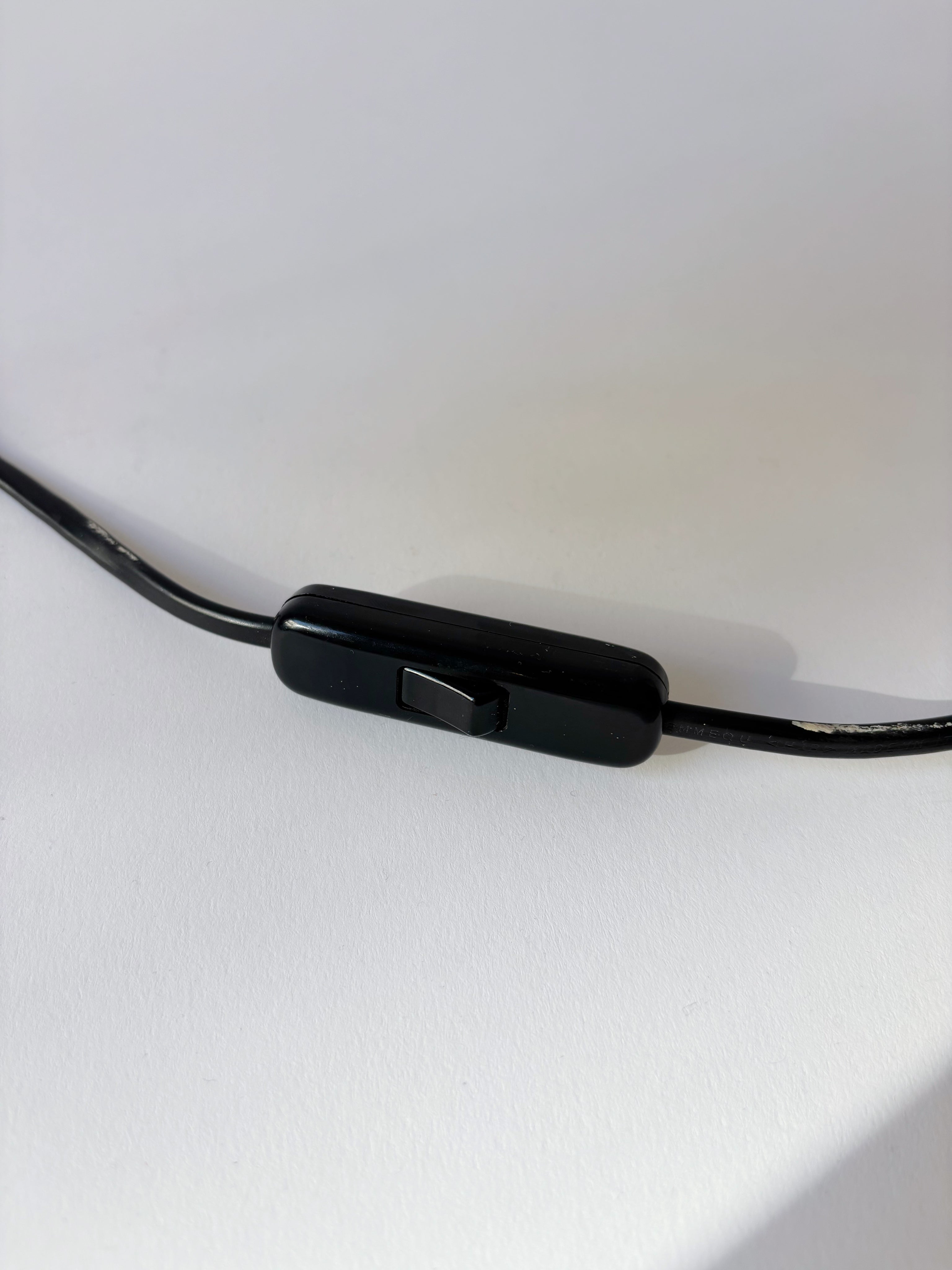Metal Lamp with Glass Shade, Italy c. 1990's — close-up of black cord switch