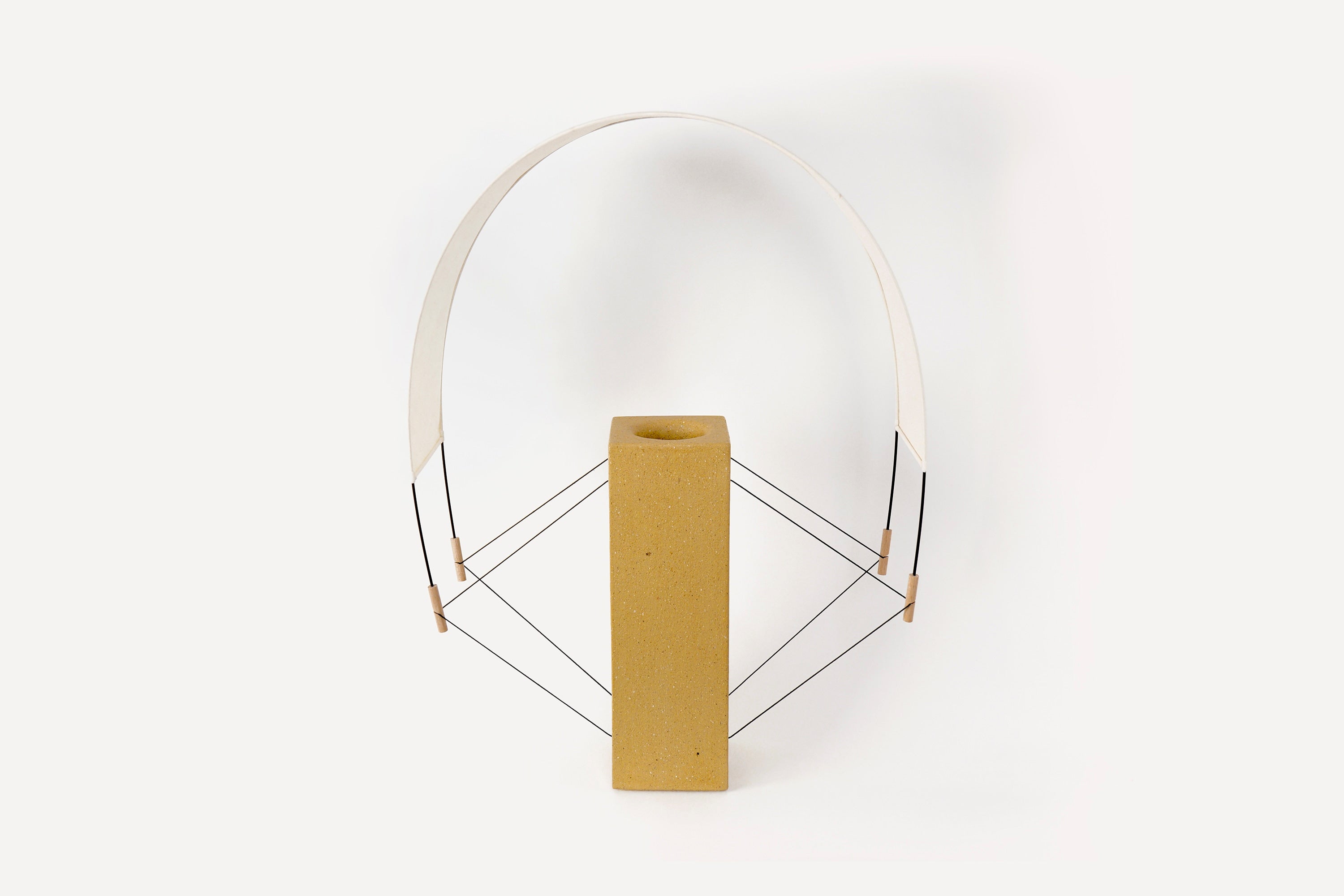 Coastal Modern Table Lamps in Raw clay - Lumia - Collection Aura — side angle showing raw clay base and metal accents