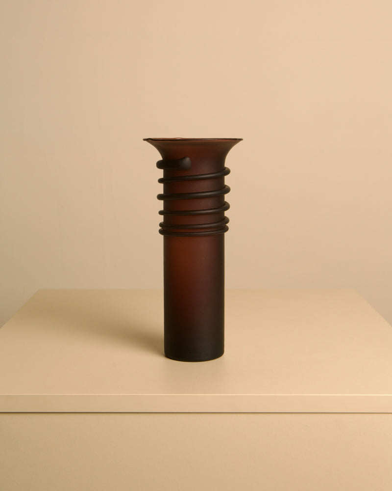 70s Italian blown satin wine-red glass vase by Treaptyque | The Oblist