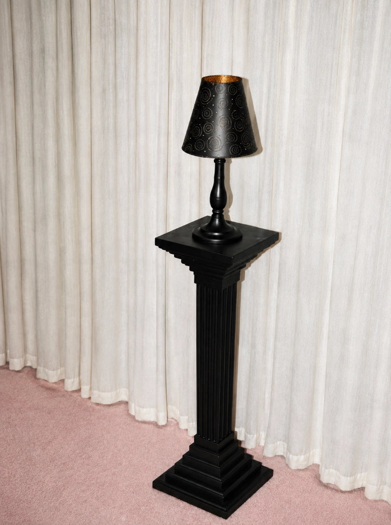 1950s French Black Metal Shade Candle Holder — detail view
