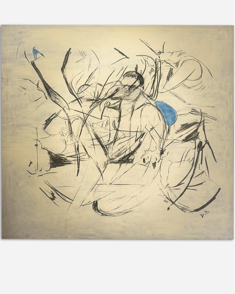 Blue Offset Painting by Dovile Bernotaite | The Oblist — contemporary abstract art, blue and black colors