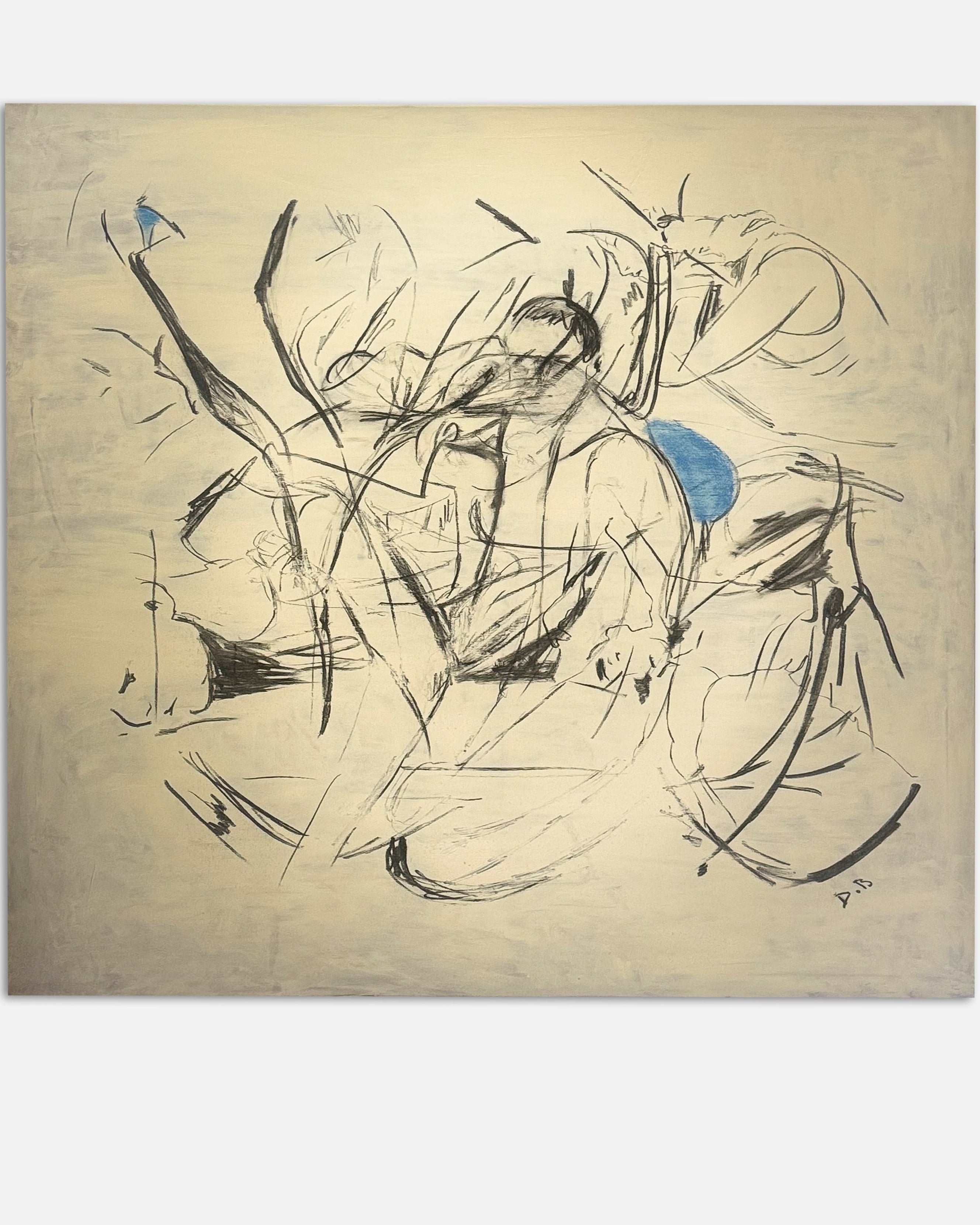 Blue Offset Painting by Dovile Bernotaite | The Oblist — contemporary abstract art, blue and black colors
