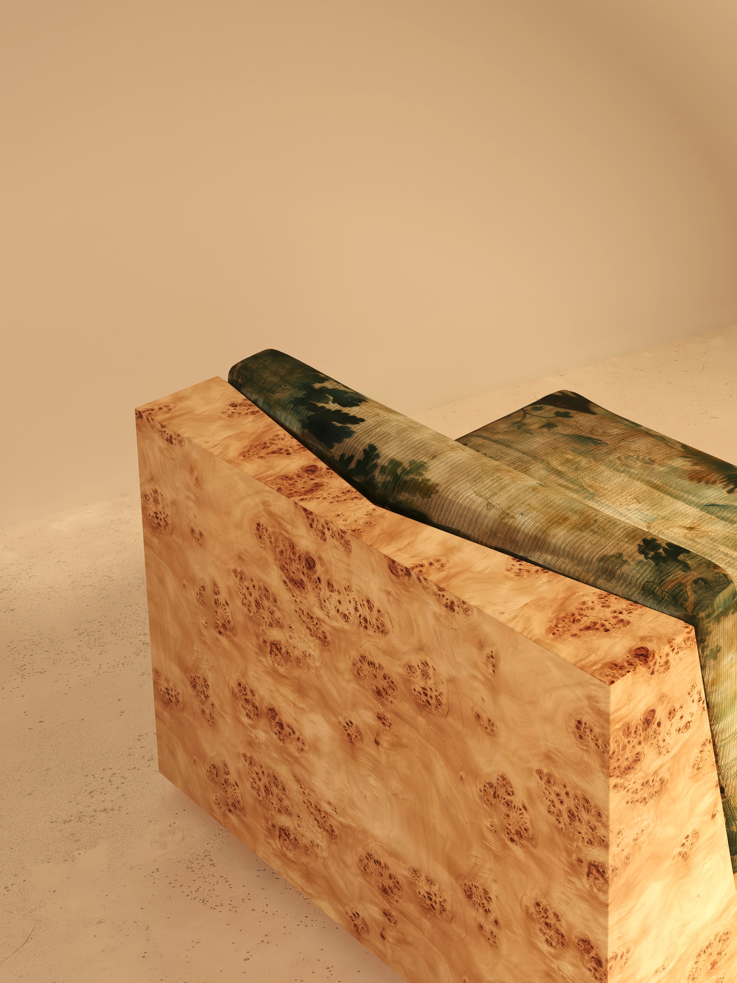 KAVA Collection II SOFA – Maple Burl Finish, Pierre Frey Upholstery — side angle
