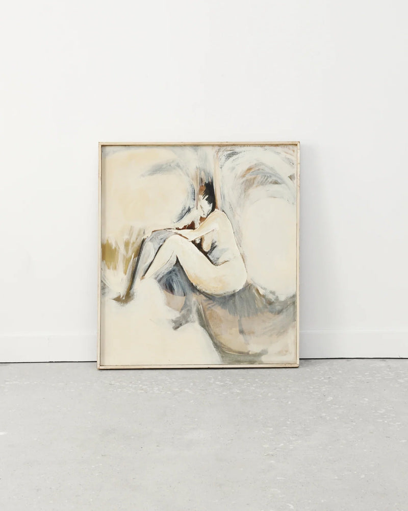 Abstract Figural Painting, 1960s — close-up of muted color palette on canvas