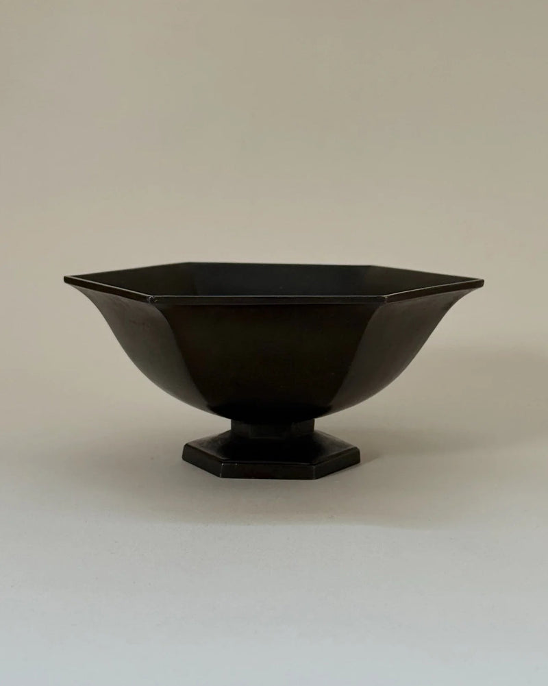 Hexagonal Just Andersen Bowl in Disko Metal by Galerie Storm | The Oblist — handcrafted black metal design