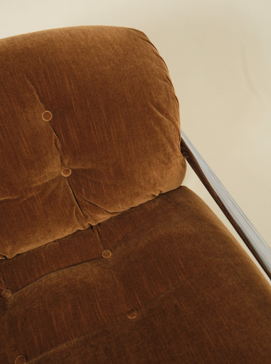 Mario Sabot Lounge Chair - Brown Velvet — lifestyle setting