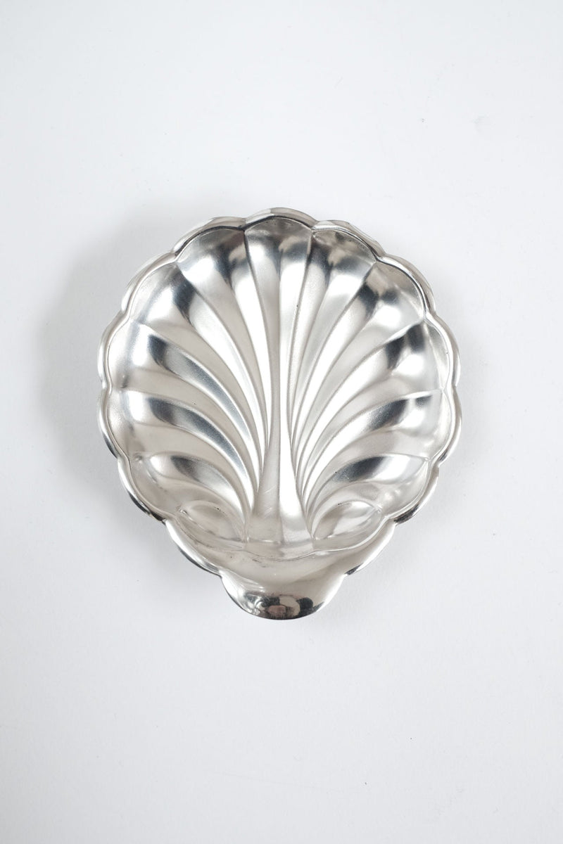Silver-Plated Shell Shaped Dish — top view highlighting textured interior