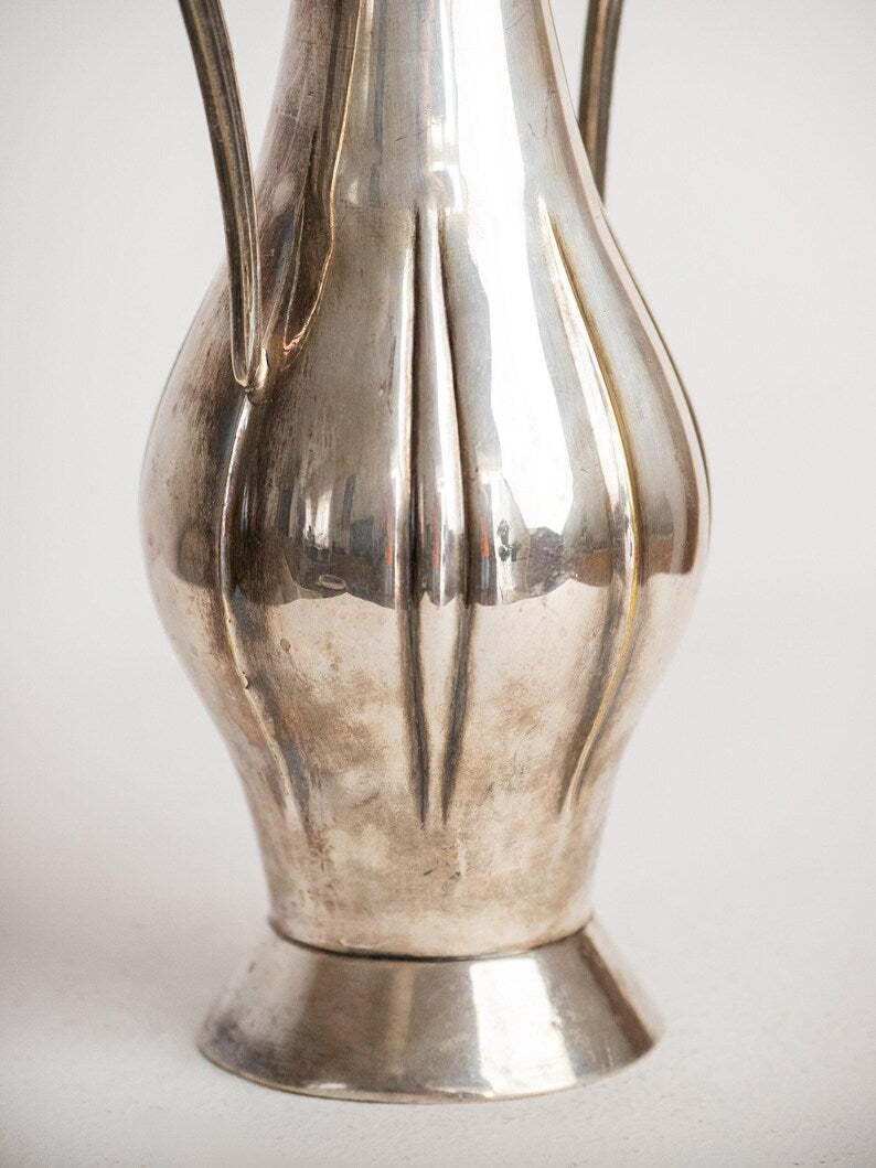 Art Nouveau Silver Plate Vase with Twin Loop Handles — alternate view