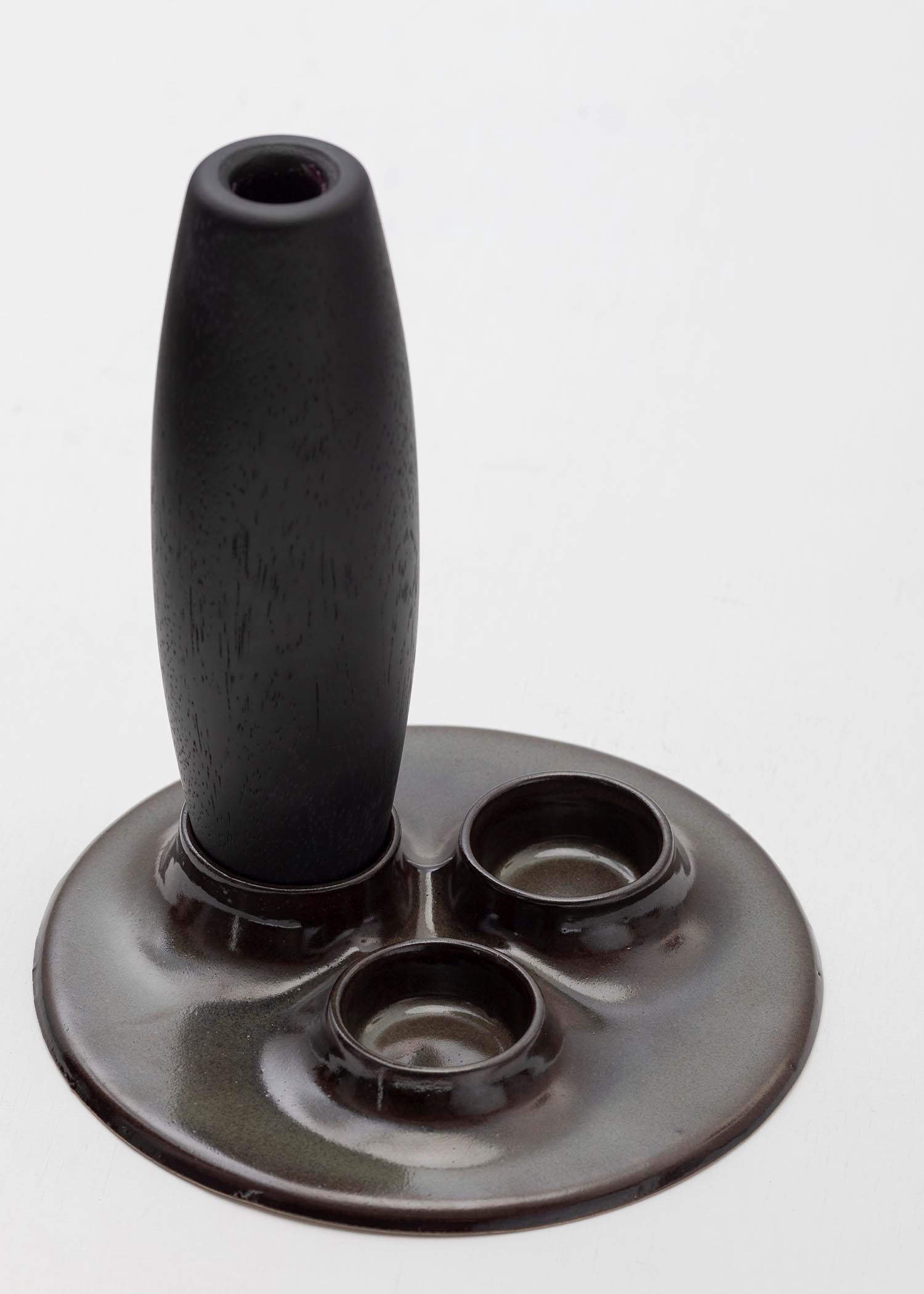 SALAR Decorative Ceramic Candleholder with Solid Wood Plynths — alternate view