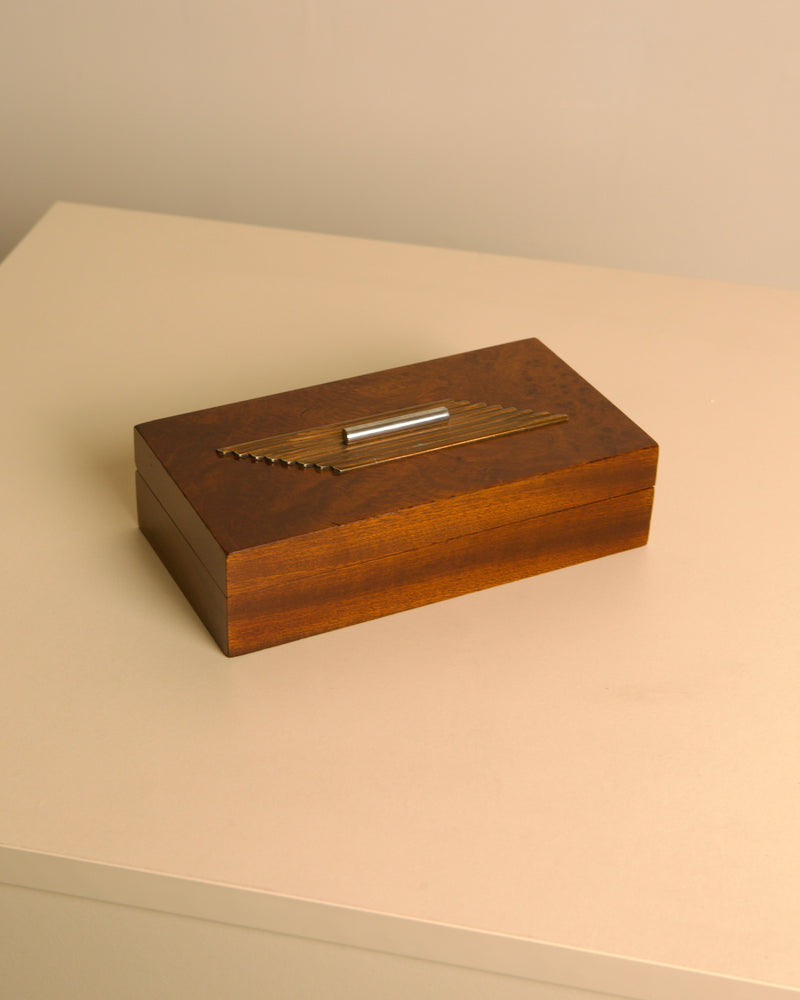 Italian Art Deco Box in wood and silver, 1930s by Treaptyque | The Oblist — handcrafted wood, silver accent