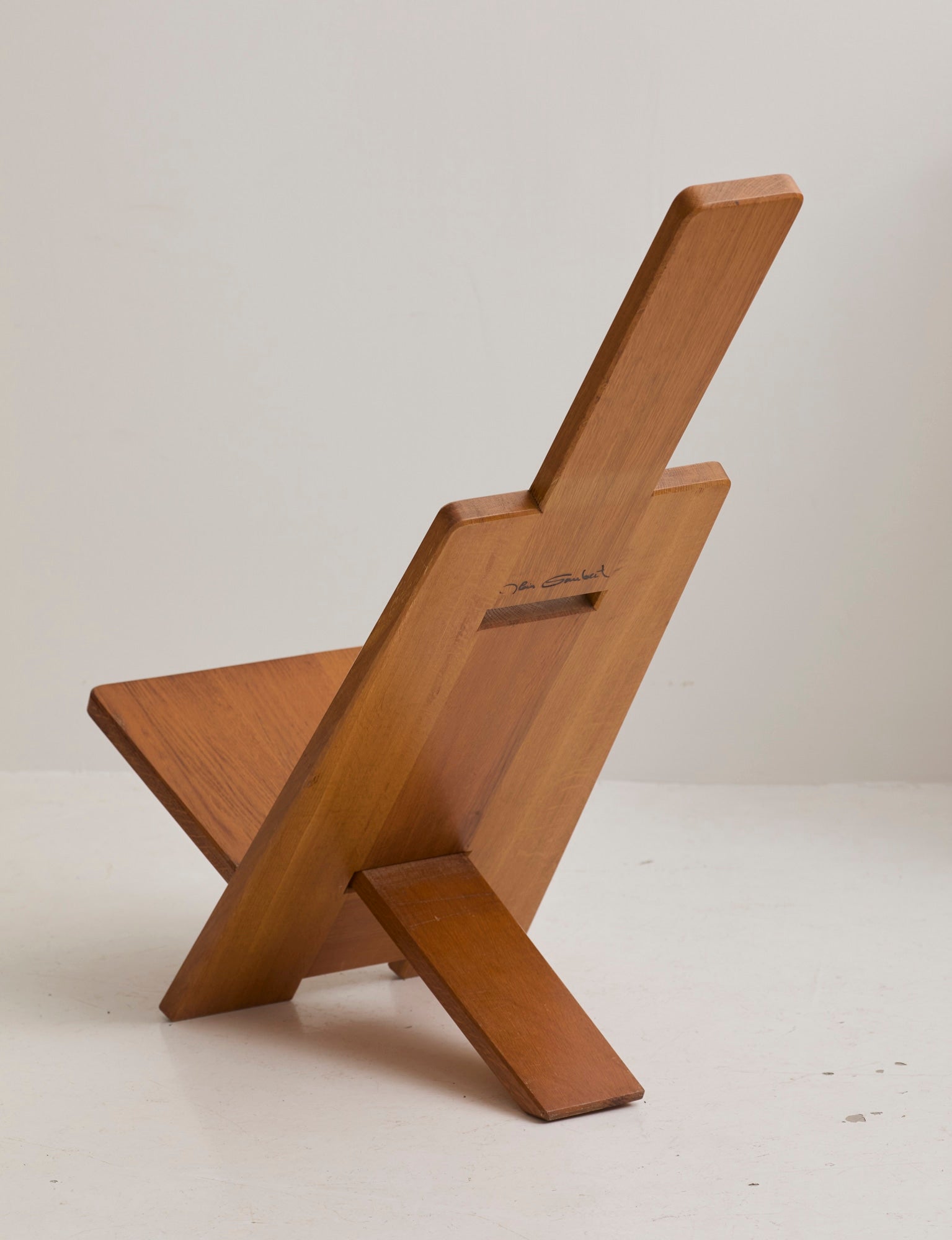 French Palaver Chair by Alain Gaubert in Solid Oak c. 1980 (Signed) — lifestyle setting