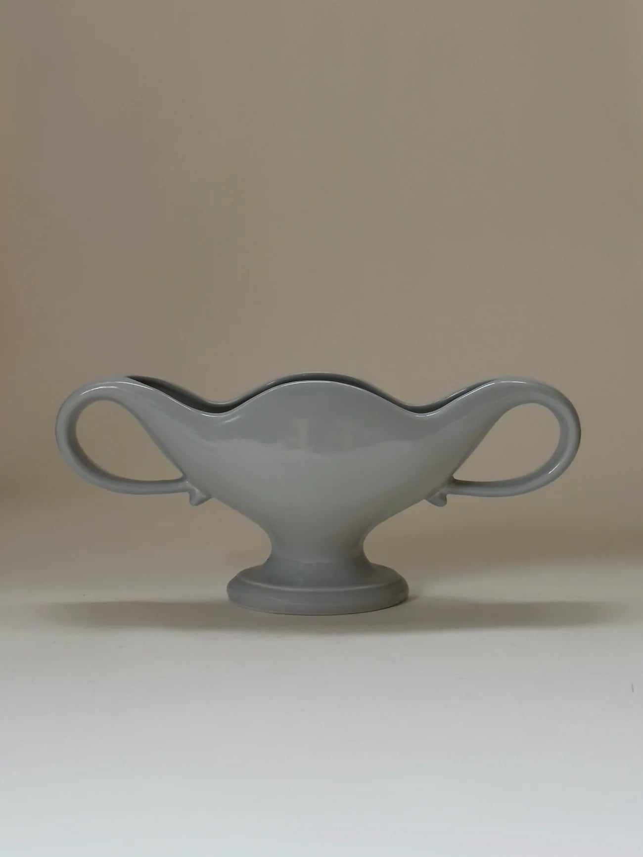 Fulham Pottery Mantle Vase in Powder Blue, 1930s — side angle highlighting smooth ceramic finish