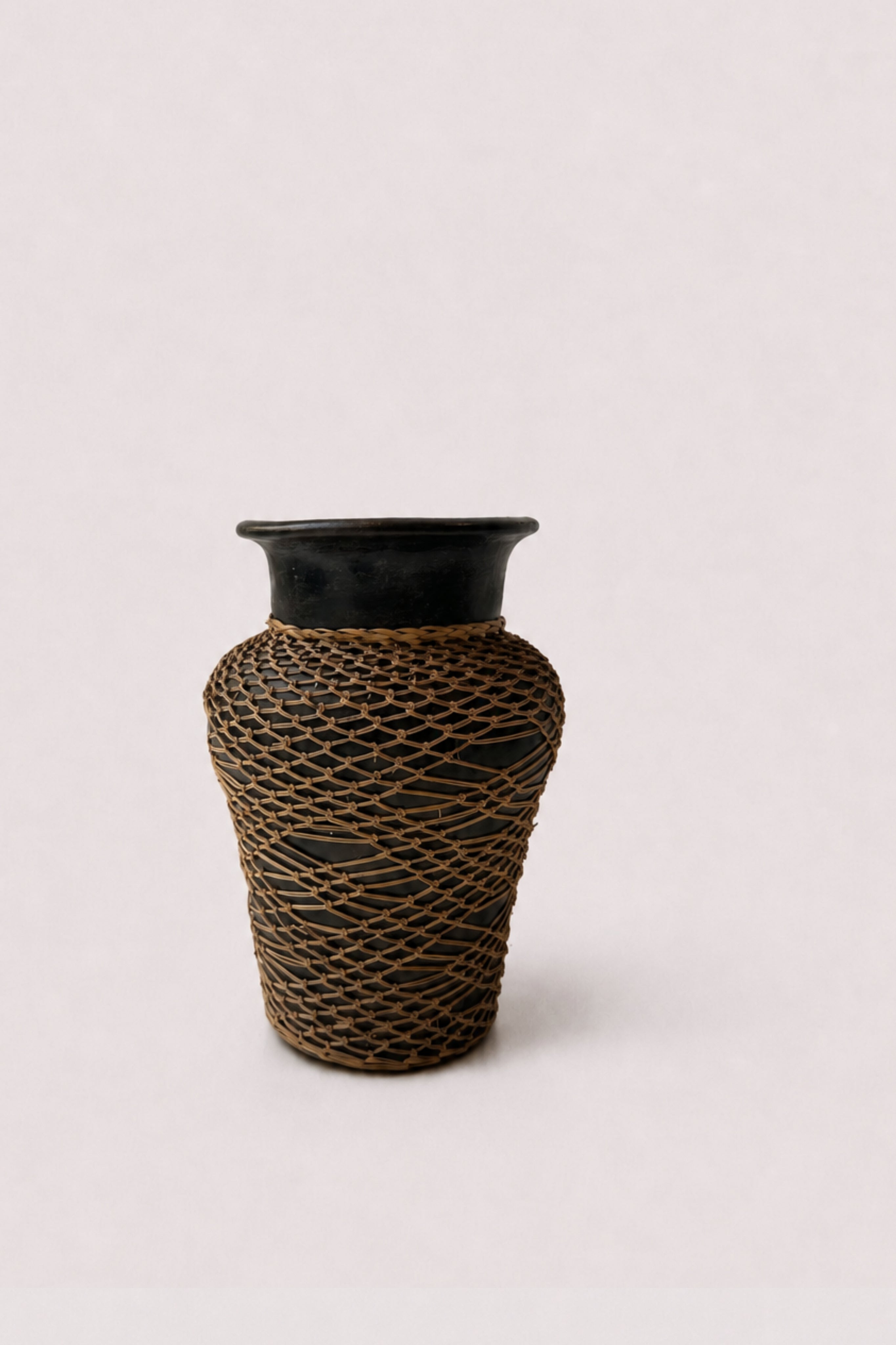 Ceramic Vase with Woven Sleeve — detail view