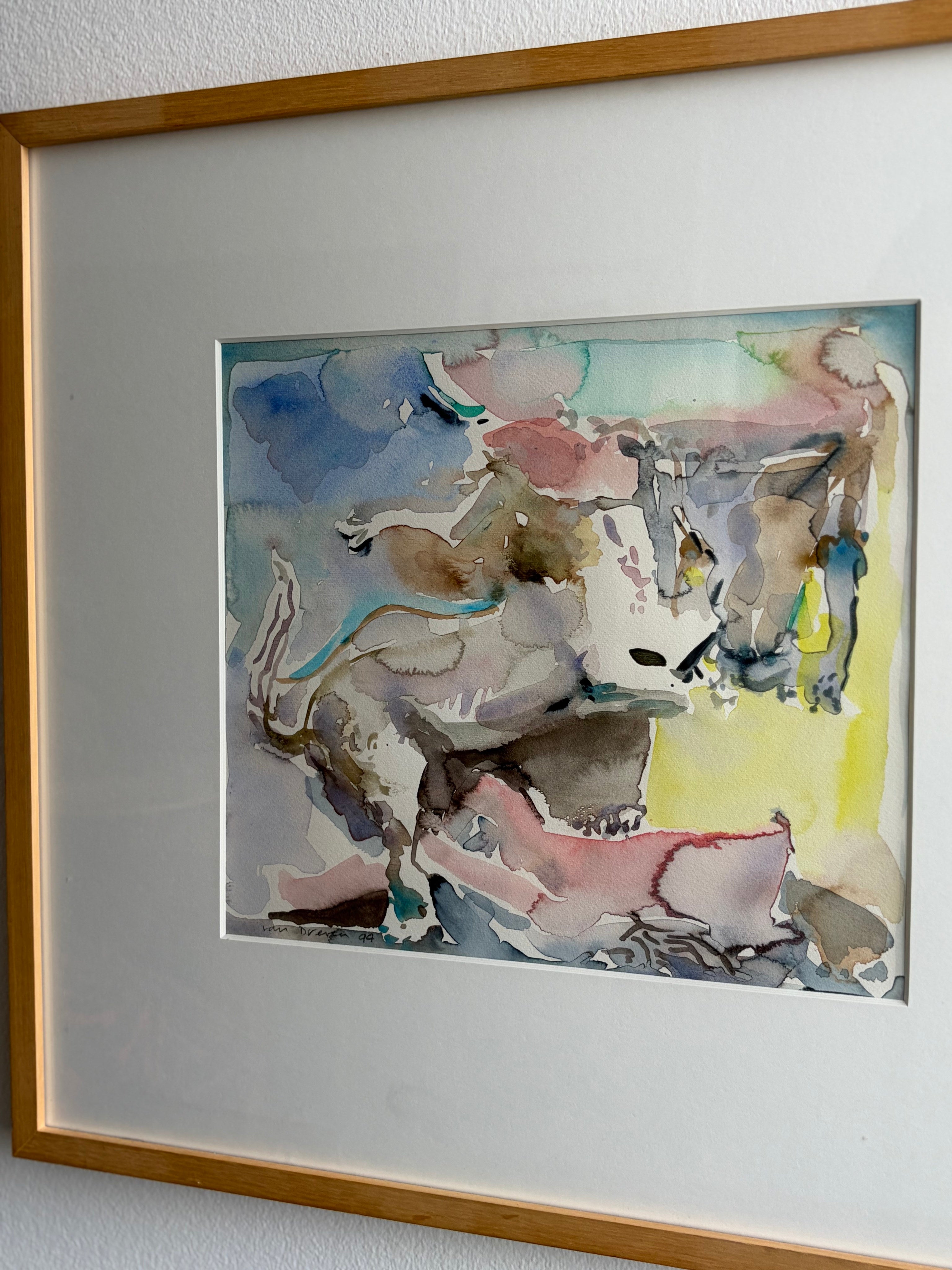 Mythological Watercolor Diptych, Maarten van Dreven (1941–2001) — detail view