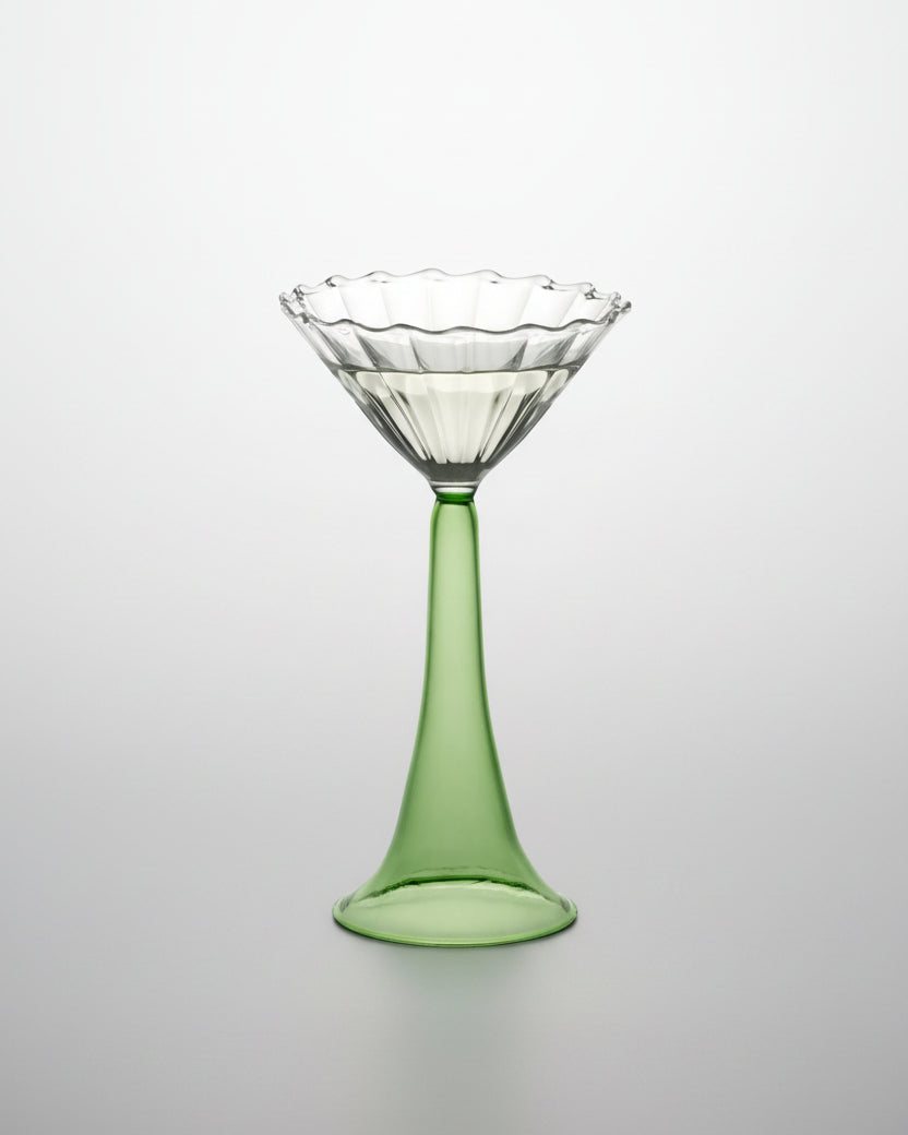 Campanula Hand-blown Cocktail Glass Green by Agustina Bottoni | The Oblist