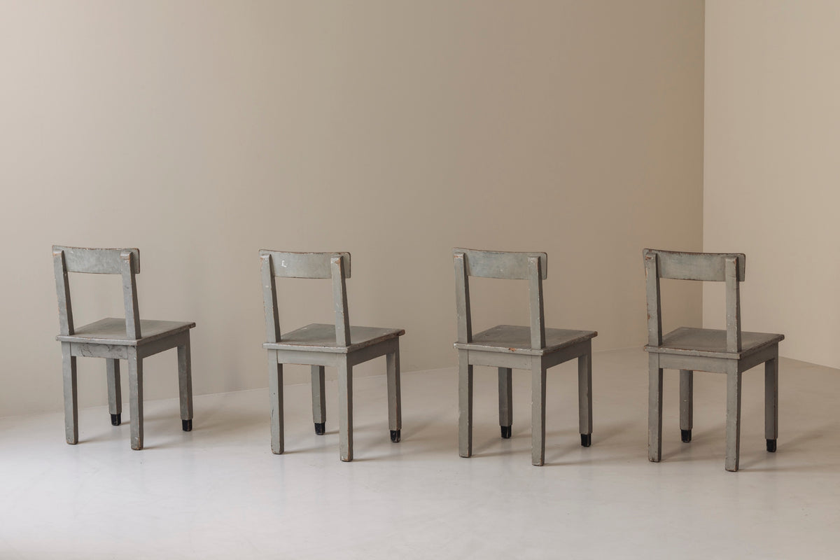 Set of 4 Rationalist Wooden Dining Chairs in the Taste of Giuseppe Pagano, 1940s — view 10