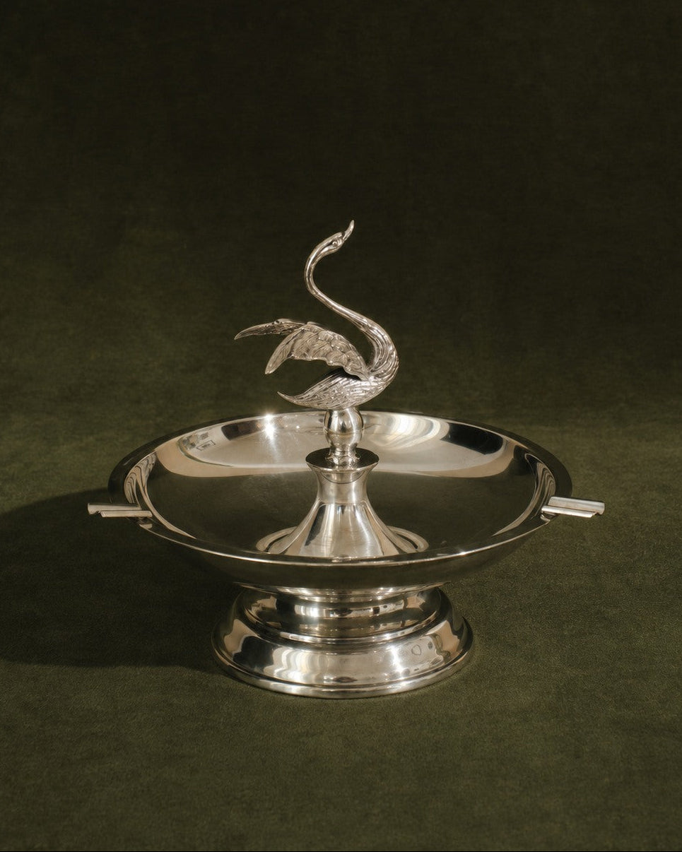 Vintage Silver-Plated Swan Ashtray by Truffe Studio | The Oblist