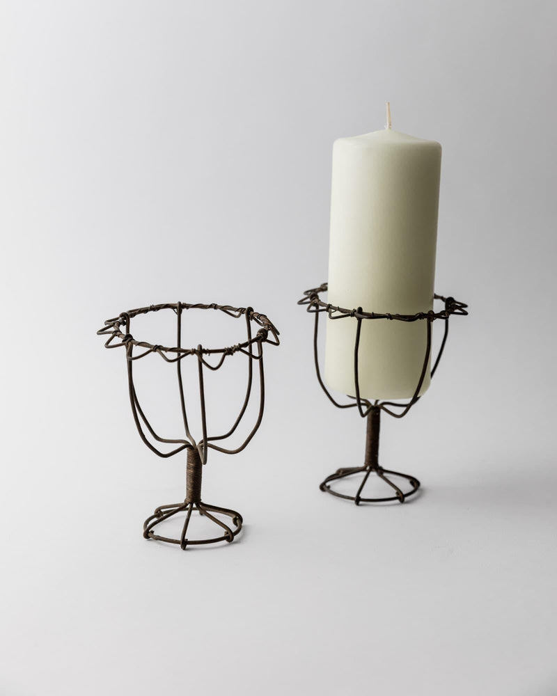 Antique 1850s Iron Wire Candleholder Set of 2 by Bottega Jacobs | The Oblist — vintage iron material