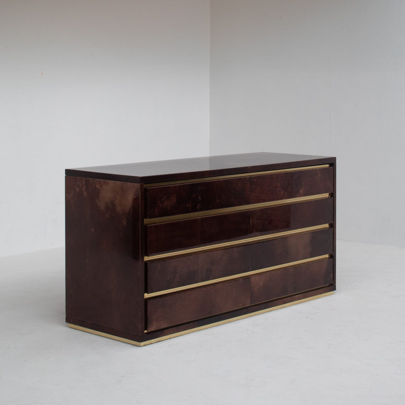 Aldo Tura Cabinet in Brown Lacquer with Brass Details by Malata Antwerp | The Oblist