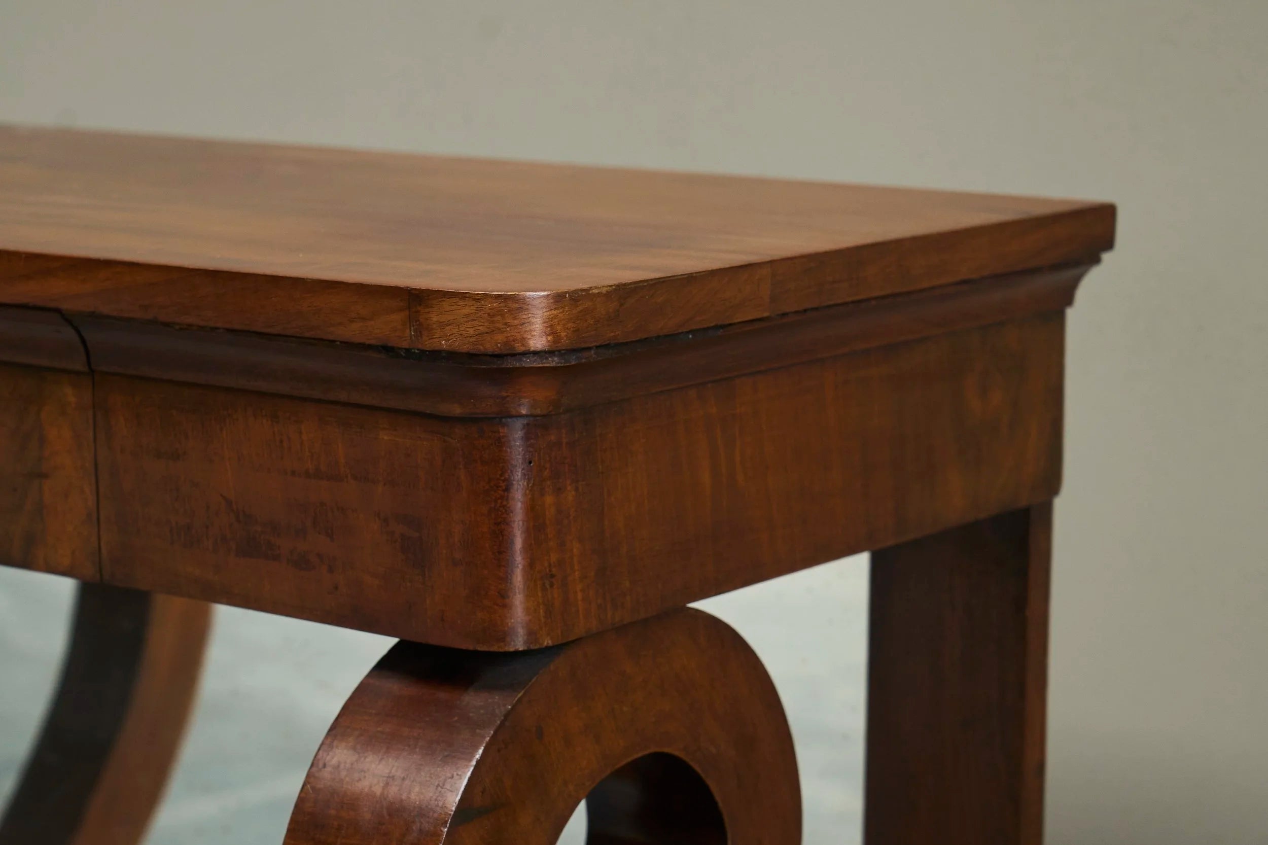 Sculptural Dutch Empire Console Table with Integrated Mirror Early 19th Century — view 9
