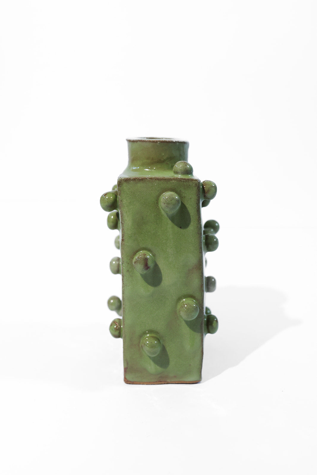 Sphères - Small chrysoprase ceramic vase — back view with textured surface