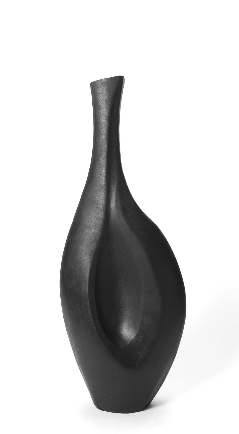 Waizu - Mid Century Modern Vessel in Black Stoneware by Beverly Morrison - Sculptor | The Oblist