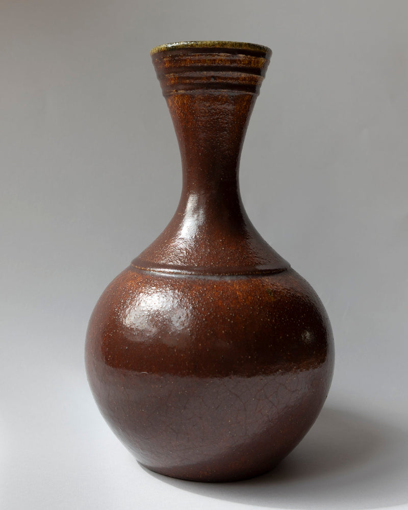Large Accolay Potters Brown Glazed Ceramic Vase | Burgundy, France - c. 1960s by Trove Paris | The Oblist